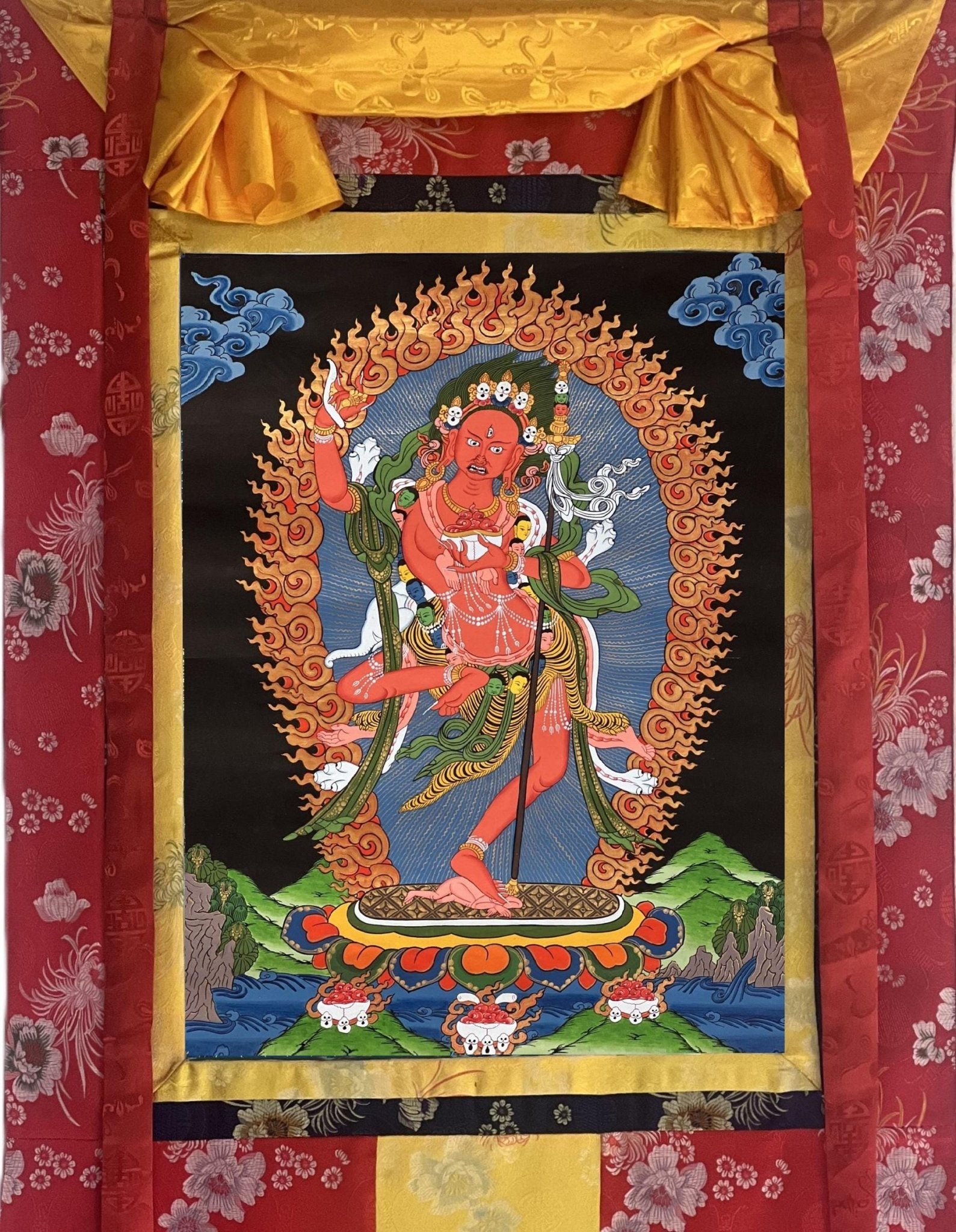 Original Hand Painted VAJRAVARAHI JOGINI / Dorje Phagmo Female Buddha Tibetan Meditation Thangka / Thanka Painting - Tibetan Thangka Art