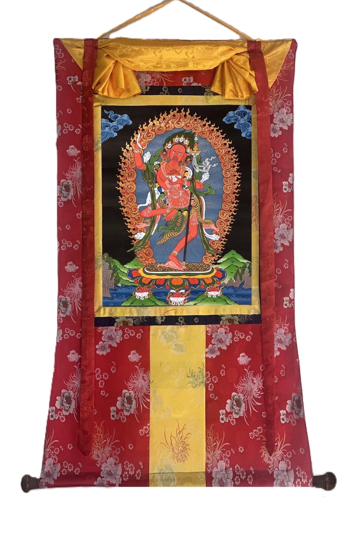 Original Hand Painted VAJRAVARAHI JOGINI / Dorje Phagmo Female Buddha Tibetan Meditation Thangka / Thanka Painting - Tibetan Thangka Art