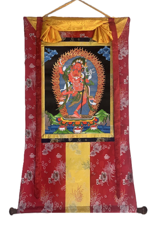 Original Hand Painted VAJRAVARAHI JOGINI / Dorje Phagmo Female Buddha Tibetan Meditation Thangka / Thanka Painting - Tibetan Thangka Art