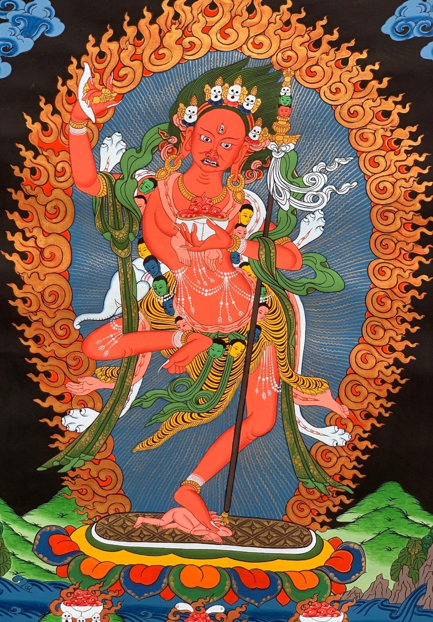 Original Hand Painted VAJRAVARAHI JOGINI / Dorje Phagmo Female Buddha Tibetan Meditation Thangka / Thanka Painting - Tibetan Thangka Art
