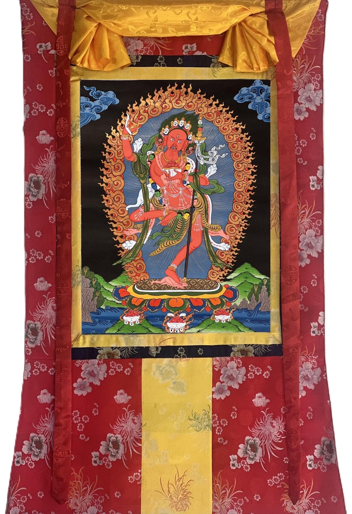 Original Hand Painted VAJRAVARAHI JOGINI / Dorje Phagmo Female Buddha Tibetan Meditation Thangka / Thanka Painting - Tibetan Thangka Art