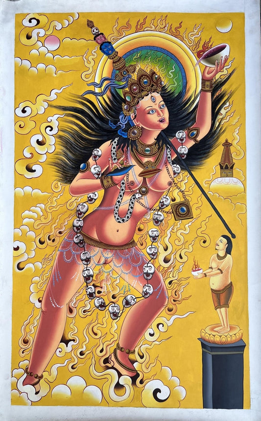 Original Hand - Painted Vajrayogini/ Yogini/ Dakini/ Jogini High - Quality LARGE Masterpiece ACRYLIC Painting on Canvas - Tibetan Thangka Art