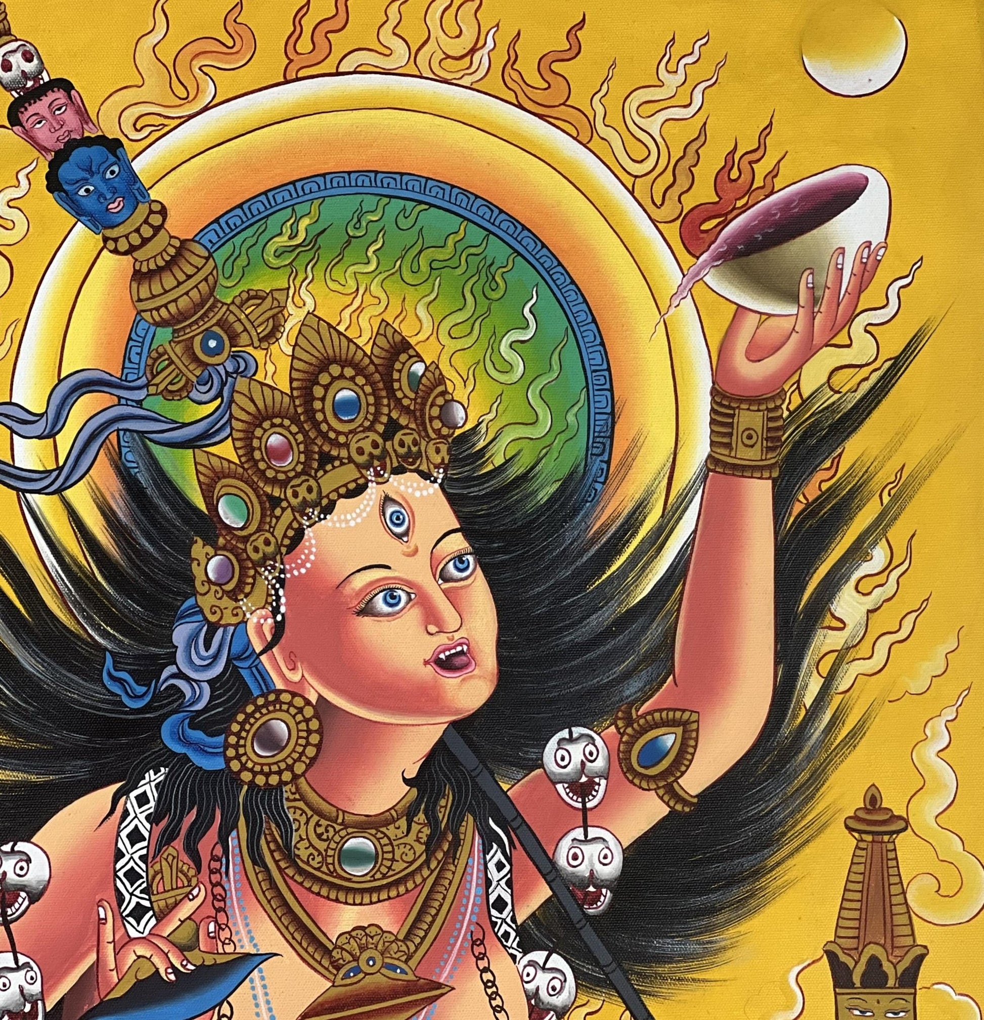 Original Hand - Painted Vajrayogini/ Yogini/ Dakini/ Jogini High - Quality LARGE Masterpiece ACRYLIC Painting on Canvas - Tibetan Thangka Art