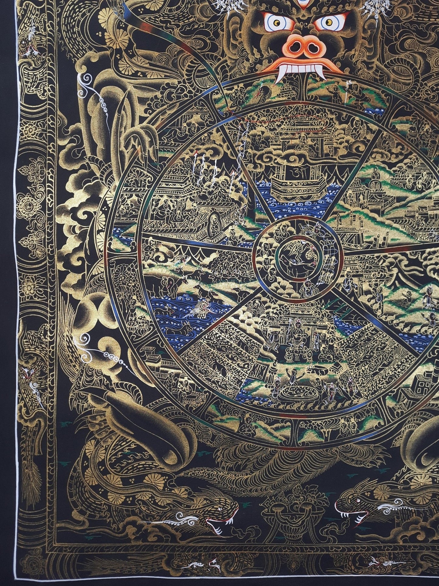 Original Hand Painted Wheel Of Life /Bhavacakra Mandala Tibetan wall hanging Meditation compassion thangka / thanka painting From Nepal - Tibetan Thangka Art