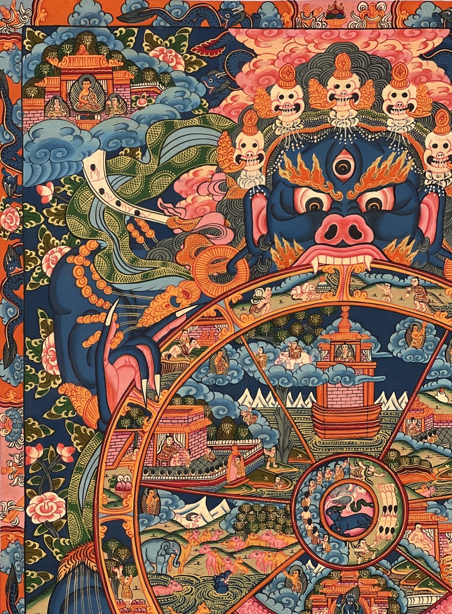 Original Hand Painted Wheel Of Life Mandala Masterpiece Gold Tibetan Meditation compassion Thangka/thanka painting From Nepal - Tibetan Thangka Art