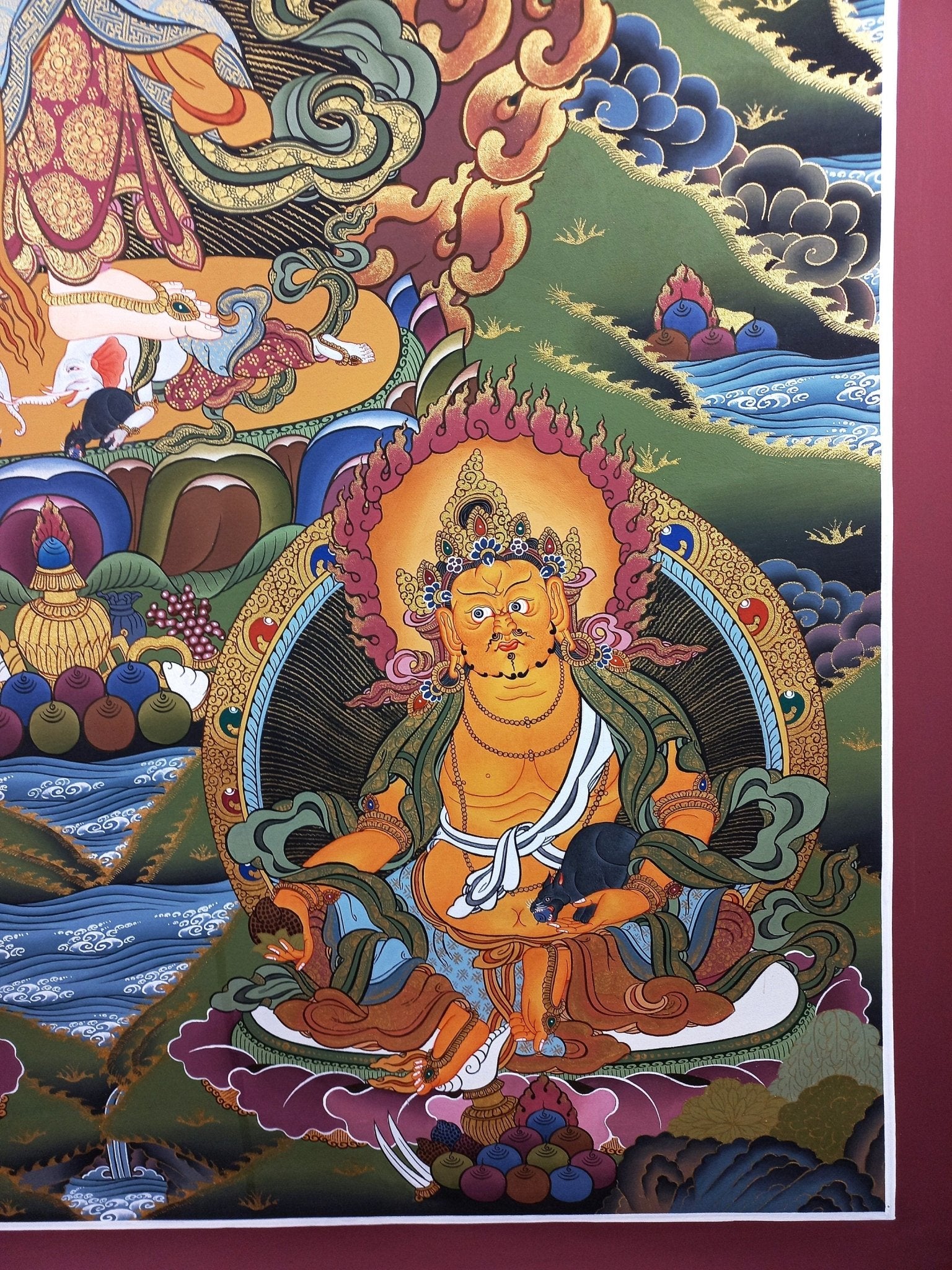 Original Hand Painted White Mahakala / Six Arm Mahakala Large Masterpiece Tibetan Compassion Meditation Thangka / Thanka Painting From Nepal - Tibetan Thangka Art