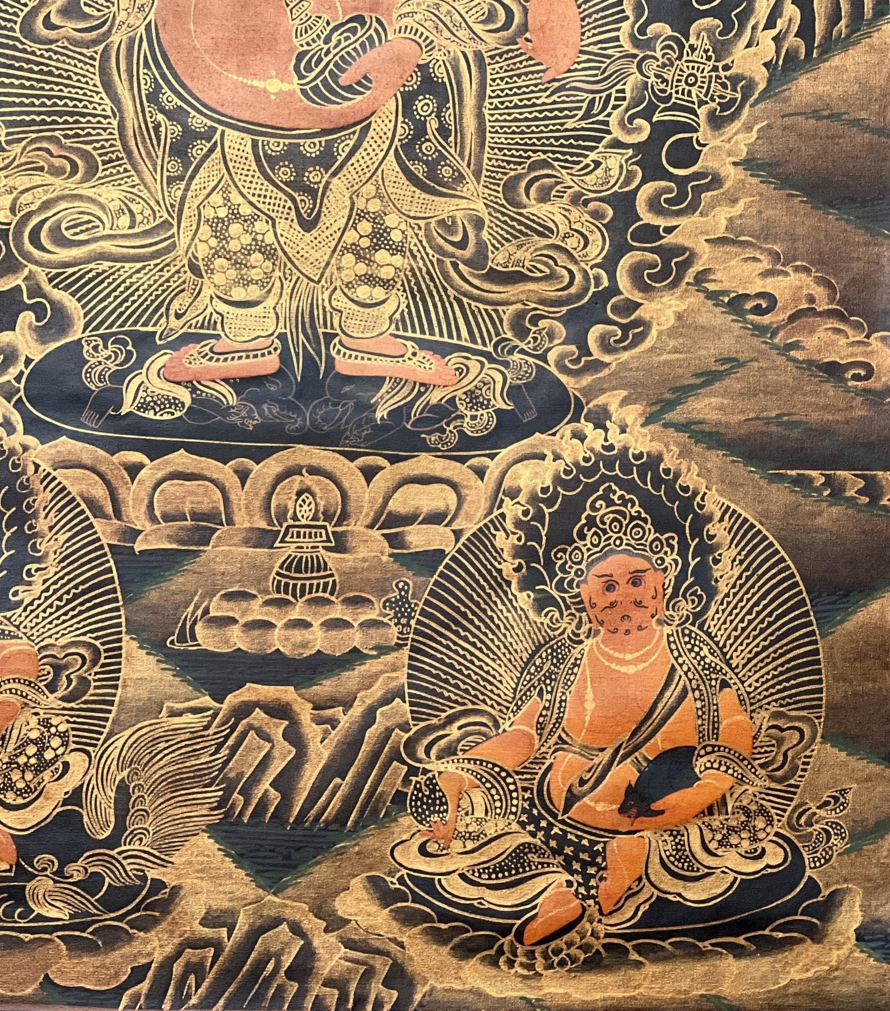 Original Hand Painted White Mahakala / Six Armed Mahakala Oil Varnished Tibetan Compassion Meditation Thangka / Thanka Painting From Nepal - Tibetan Thangka Art