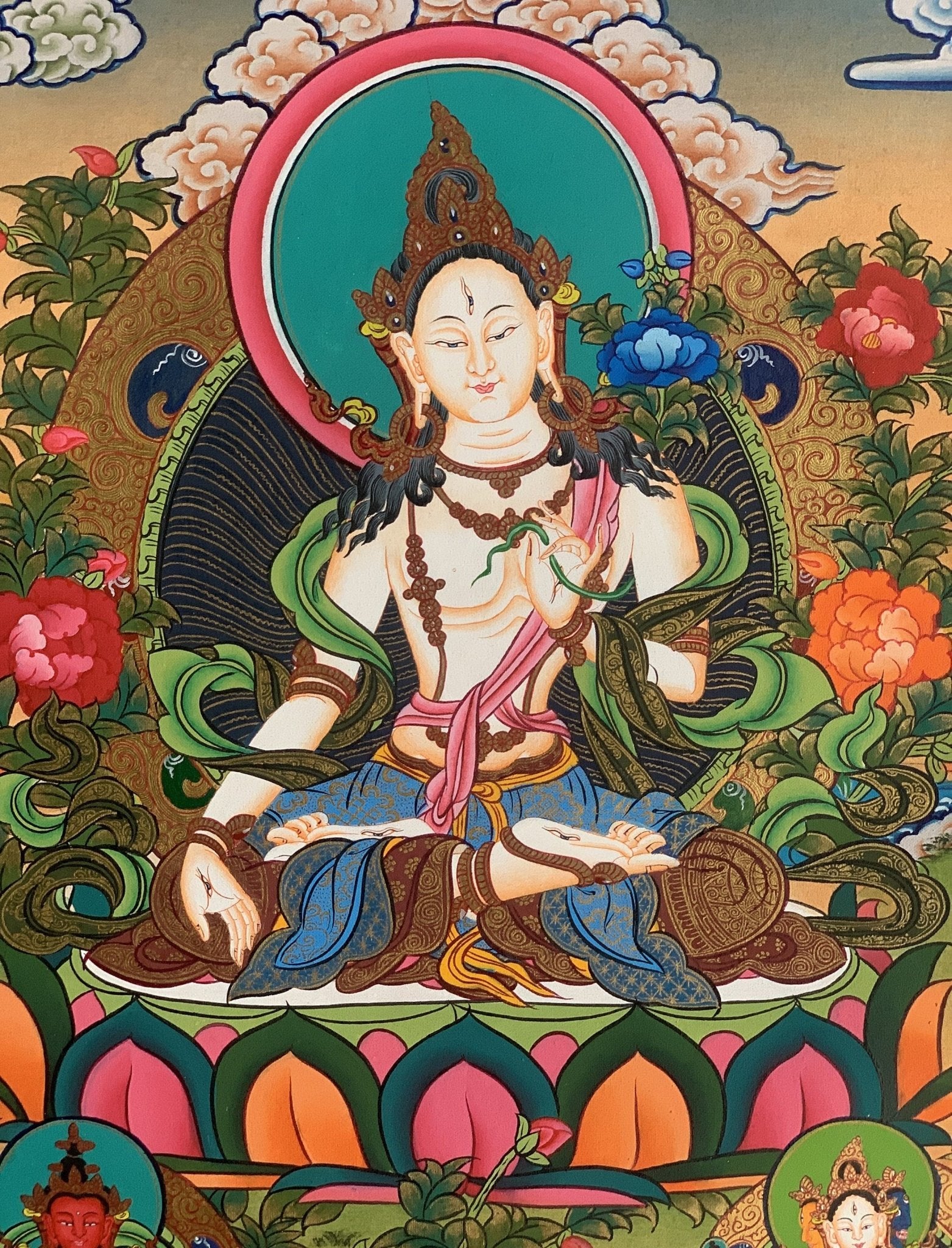 Original Hand - Painted White Tara Thangka | Mother Goddess Art | Signed Tibetan Painting for Meditation & Compassion - Tibetan Thangka Art