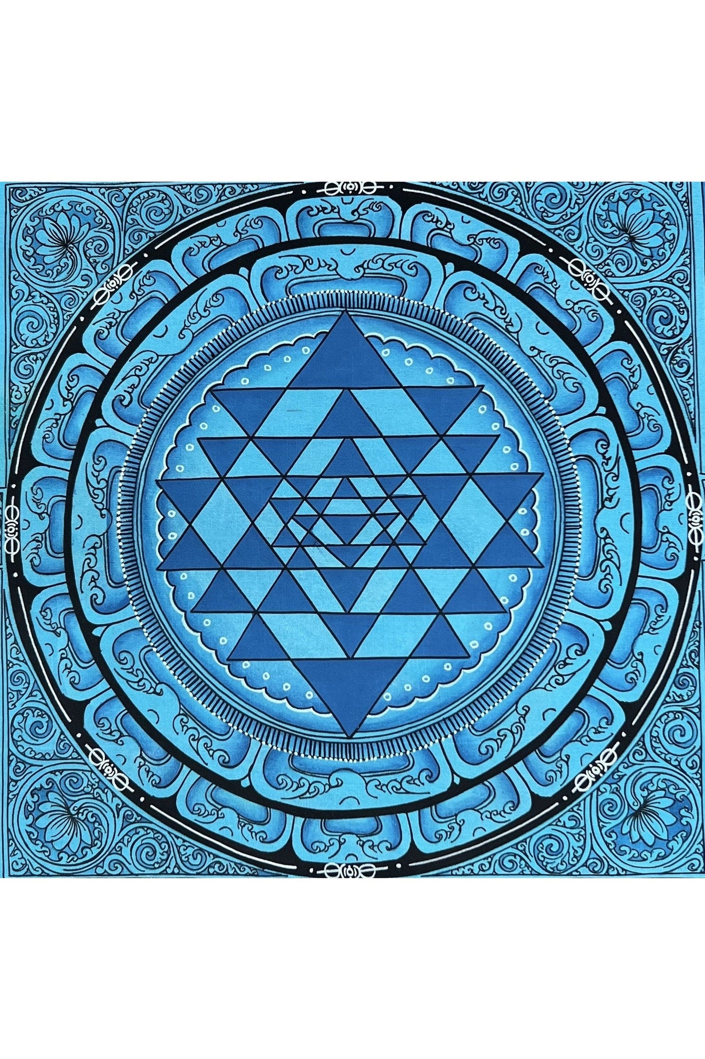 Original ShriYantra/ Shri Yantra/ Shri Chakara Mandala Newari Paubha/Pauva Thangka/Hand - Painted Art for Energy Positivity and Good Luck - Tibetan Thangka Art