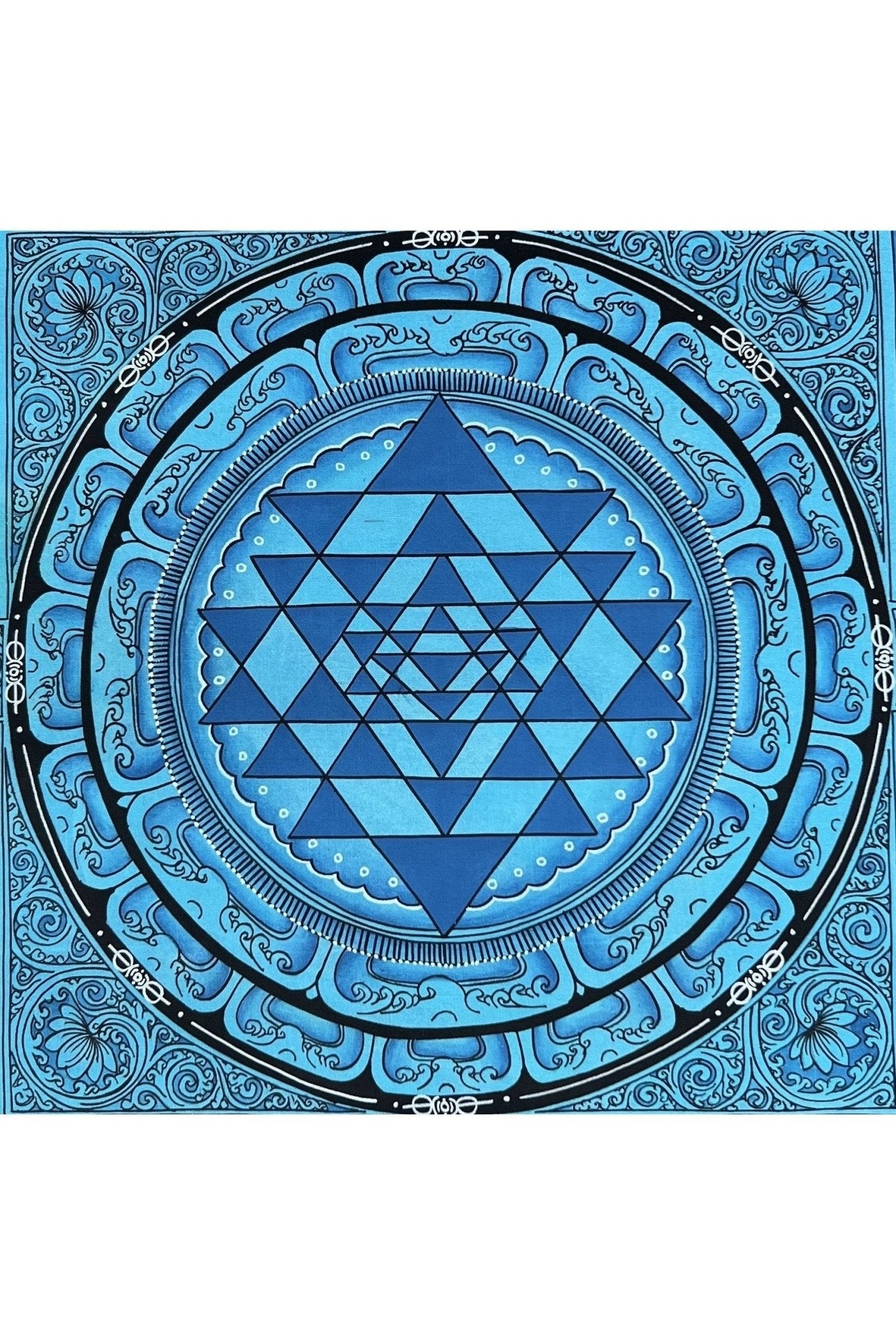Original ShriYantra/ Shri Yantra/ Shri Chakara Mandala Newari Paubha/Pauva Thangka/Hand - Painted Art for Energy Positivity and Good Luck - Tibetan Thangka Art