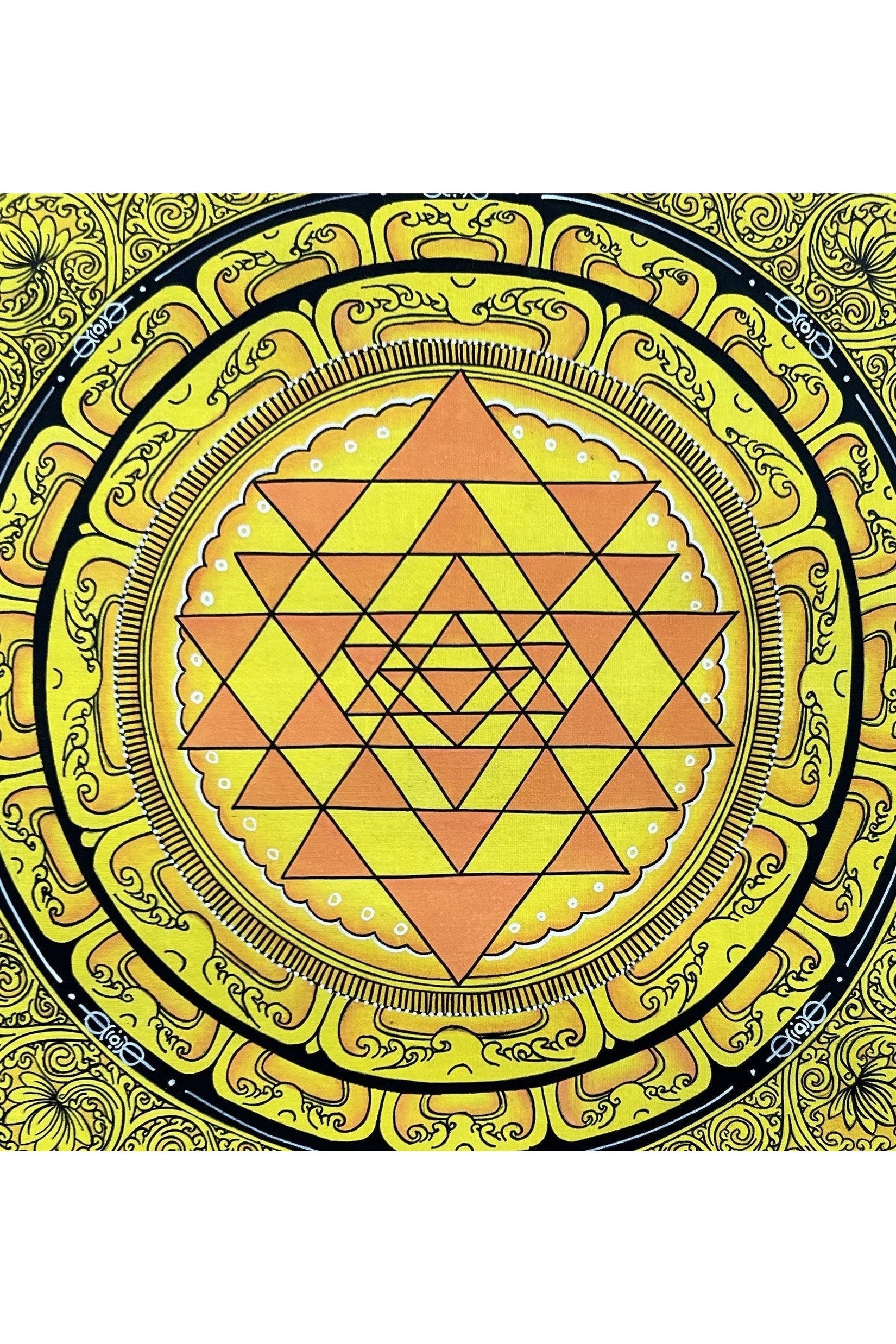 Original ShriYantra/ Shri Yantra/ Shri Chakara Mandala Paubha/Pauva Thangka/Hand - Painted Art for Energy Positivity and Good Luck - Tibetan Thangka Art