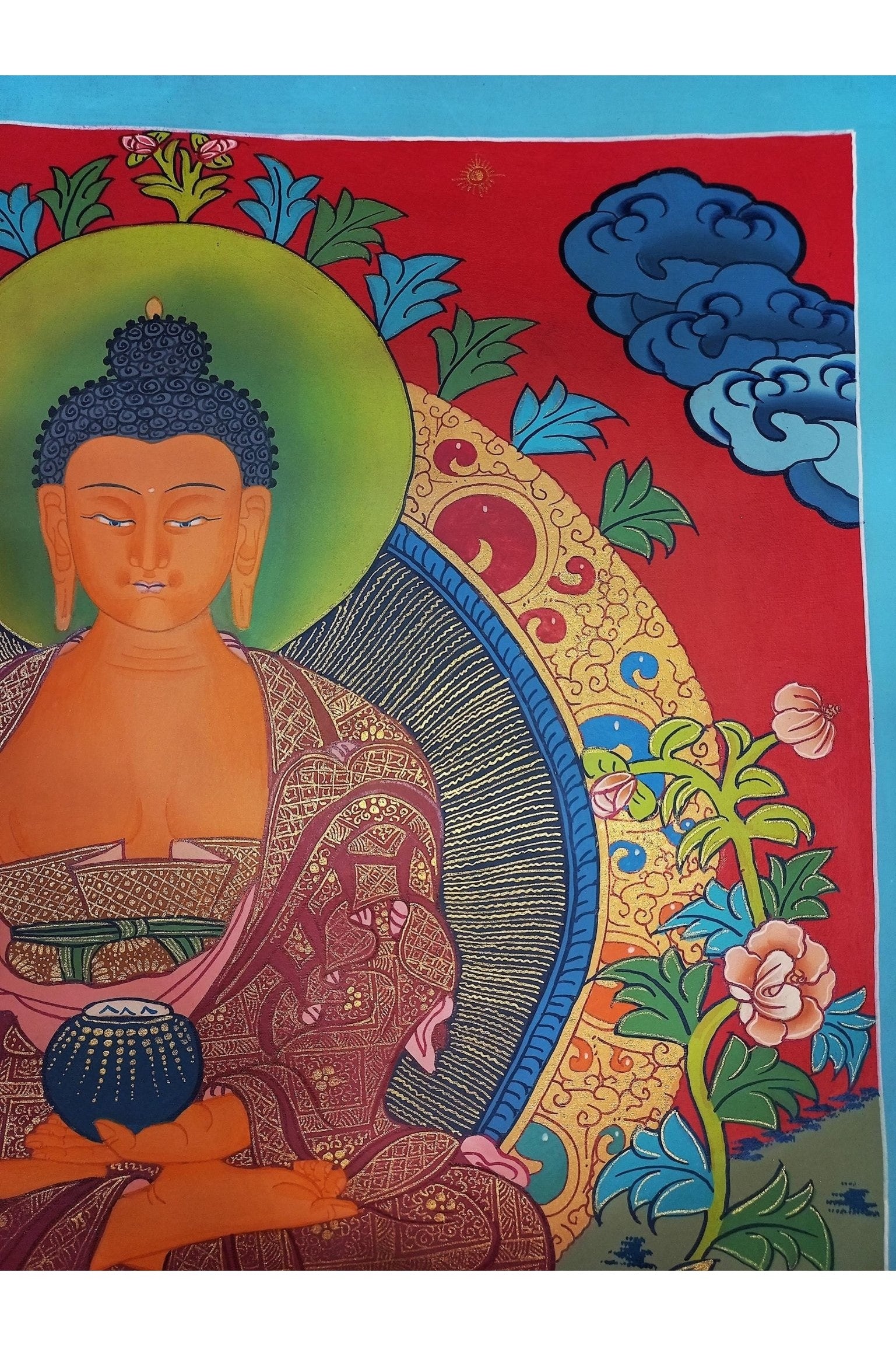 Shakyamuni Buddha/ Siddhartha Gautama High - Quality Masterpiece SMOKY Tibetan Thangka Painting Original Hand - painted Art - Tibetan Thangka Art