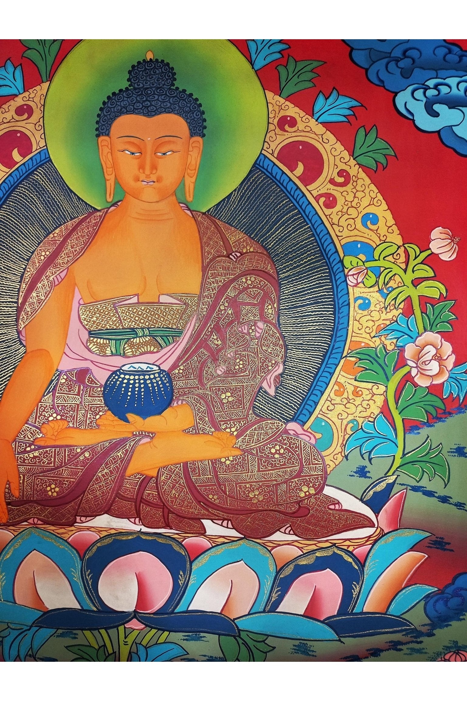 Shakyamuni Buddha/ Siddhartha Gautama High - Quality Masterpiece SMOKY Tibetan Thangka Painting Original Hand - painted Art - Tibetan Thangka Art