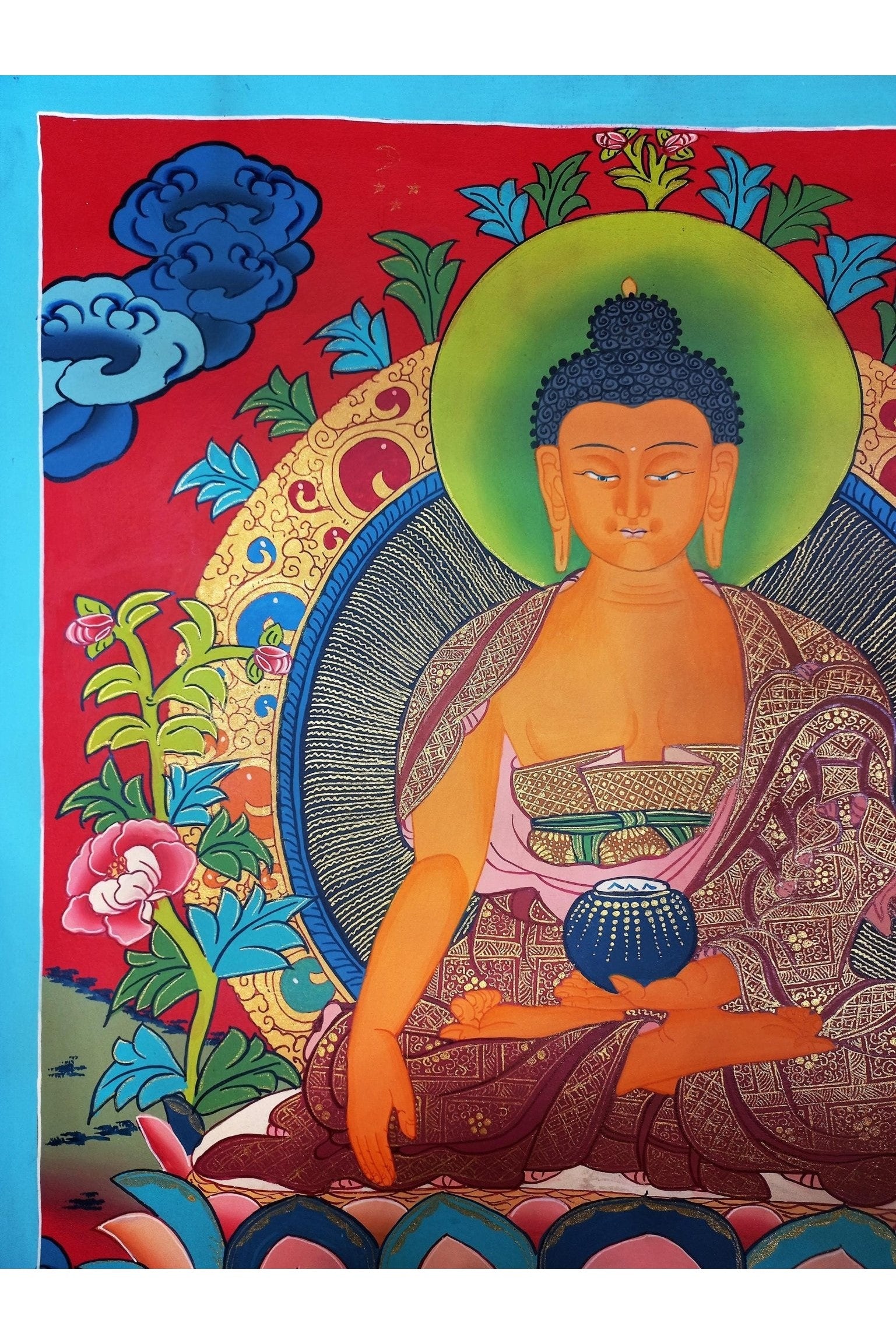 Shakyamuni Buddha/ Siddhartha Gautama High - Quality Masterpiece SMOKY Tibetan Thangka Painting Original Hand - painted Art - Tibetan Thangka Art