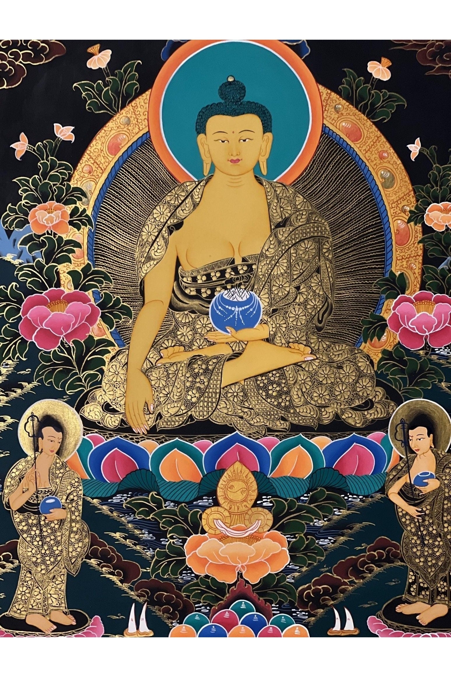 Shakyamuni Buddha/ Siddhartha Gautama Original Hand - painted High - Quality Masterpiece Tibetan Thangka Painting/ Buddhist Meditation Art - Tibetan Thangka Art