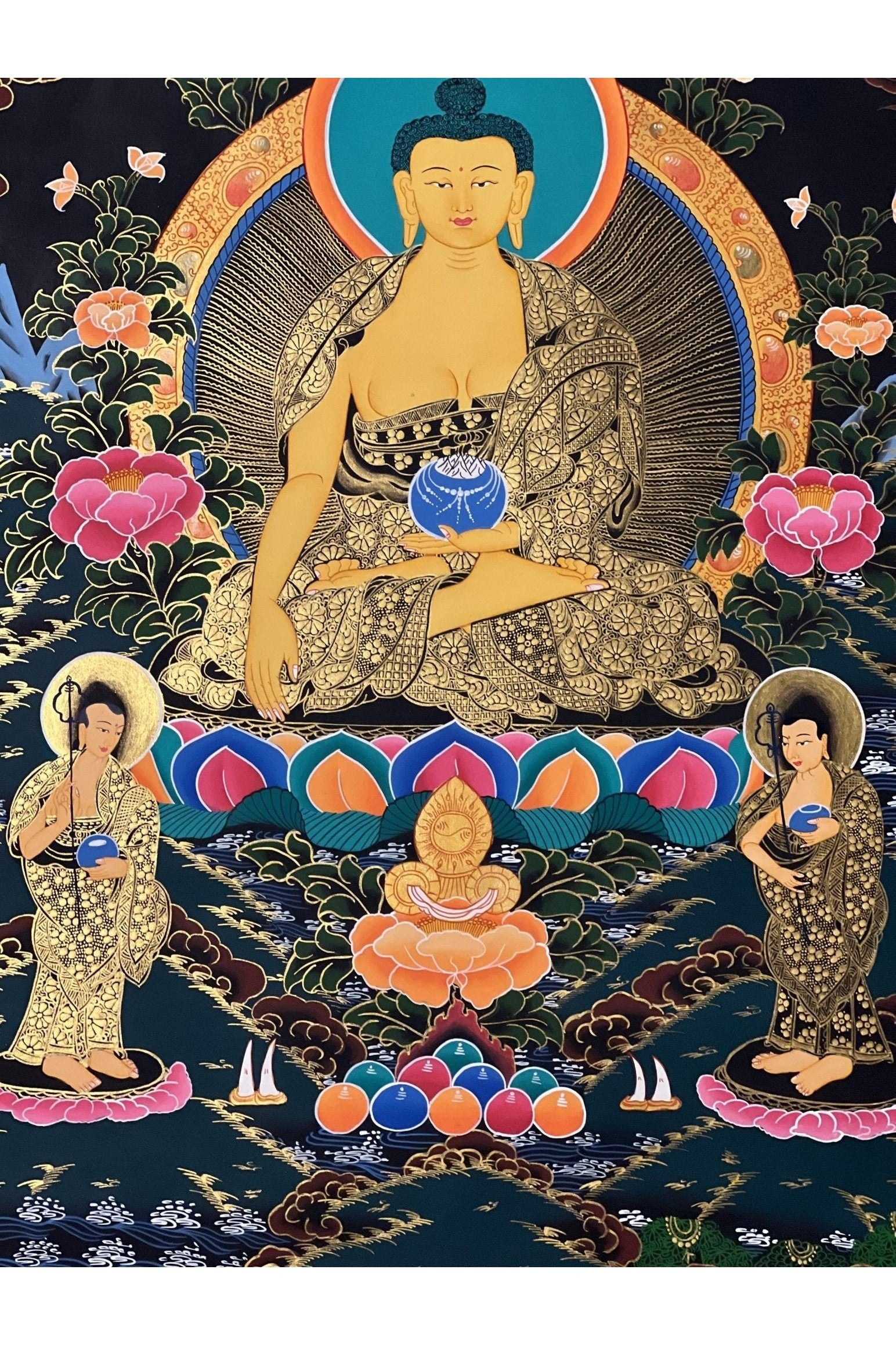 Shakyamuni Buddha/ Siddhartha Gautama Original Hand - painted High - Quality Masterpiece Tibetan Thangka Painting/ Buddhist Meditation Art - Tibetan Thangka Art