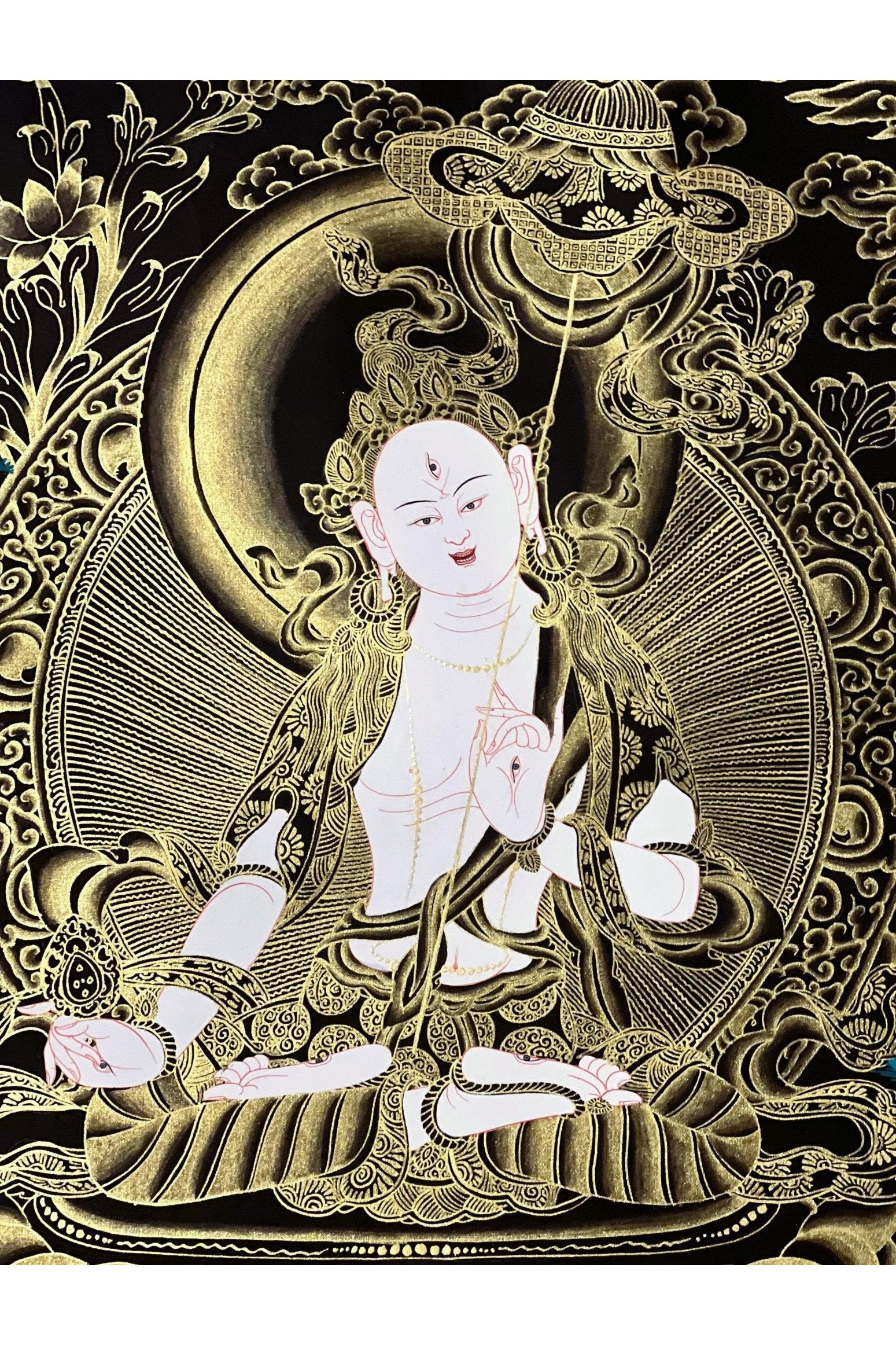 Sitatapatra/ DUKKAR/ DHUKAR /Lady of white Umbrella Goddess of Protection Original Tibetan Thangka Painting Meditation Art - Tibetan Thangka Art