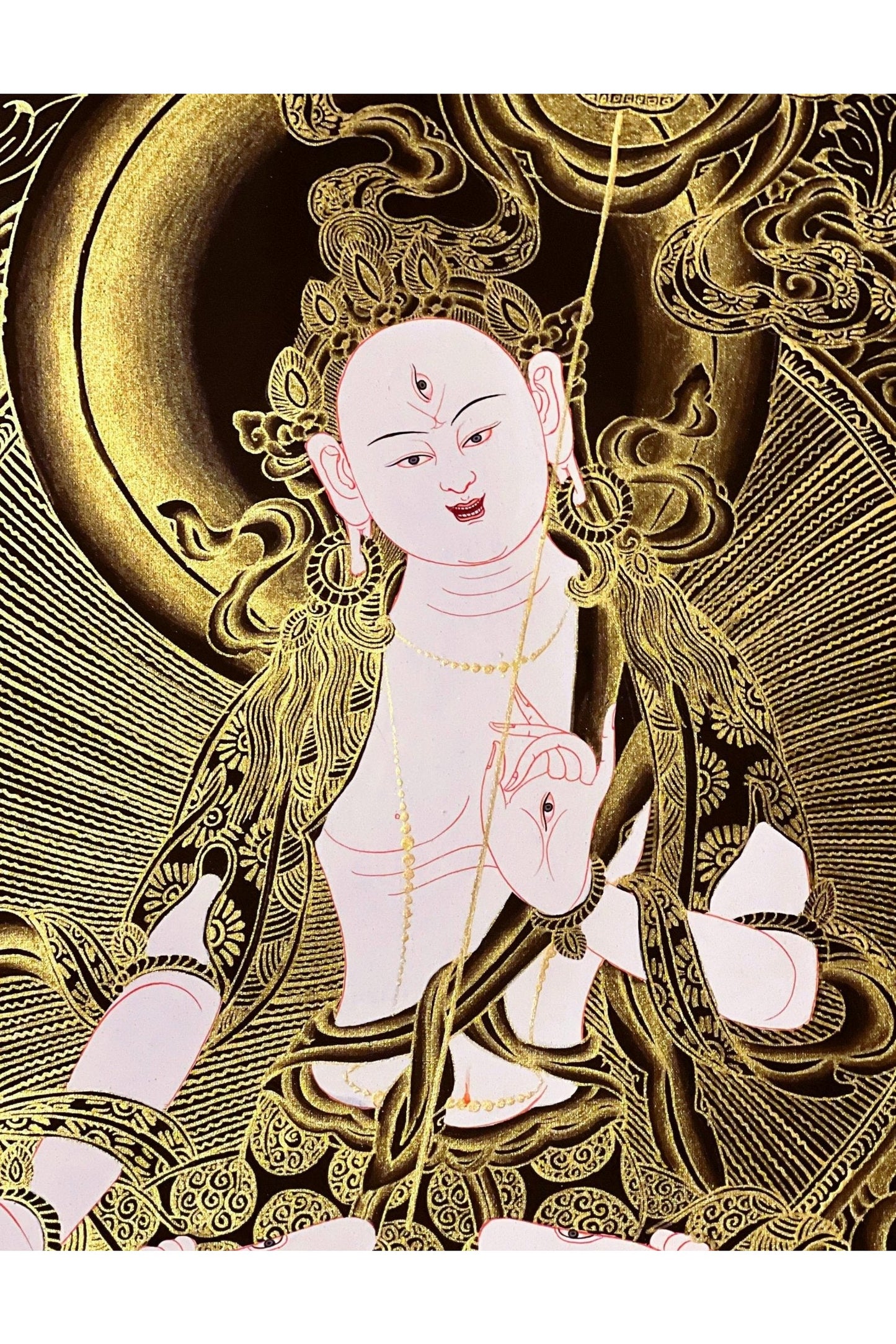 Sitatapatra/ DUKKAR/ DHUKAR /Lady of white Umbrella Goddess of Protection Original Tibetan Thangka Painting Meditation Art - Tibetan Thangka Art