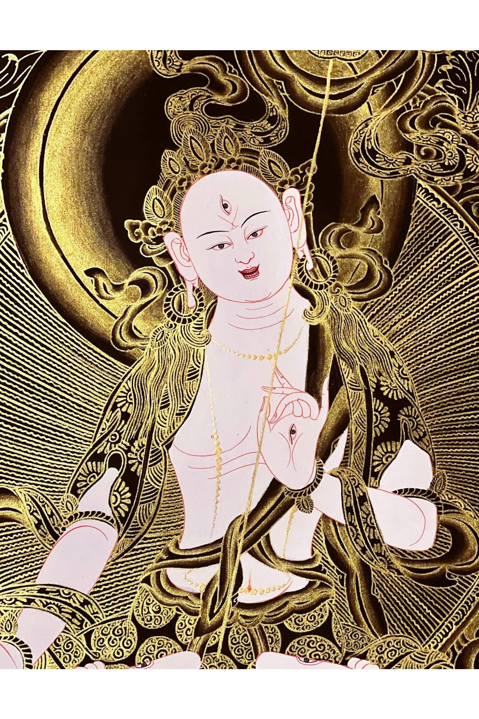 Sitatapatra/ DUKKAR/ DHUKAR /Lady of white Umbrella Goddess of Protection Original Tibetan Thangka Painting Meditation Art - Tibetan Thangka Art