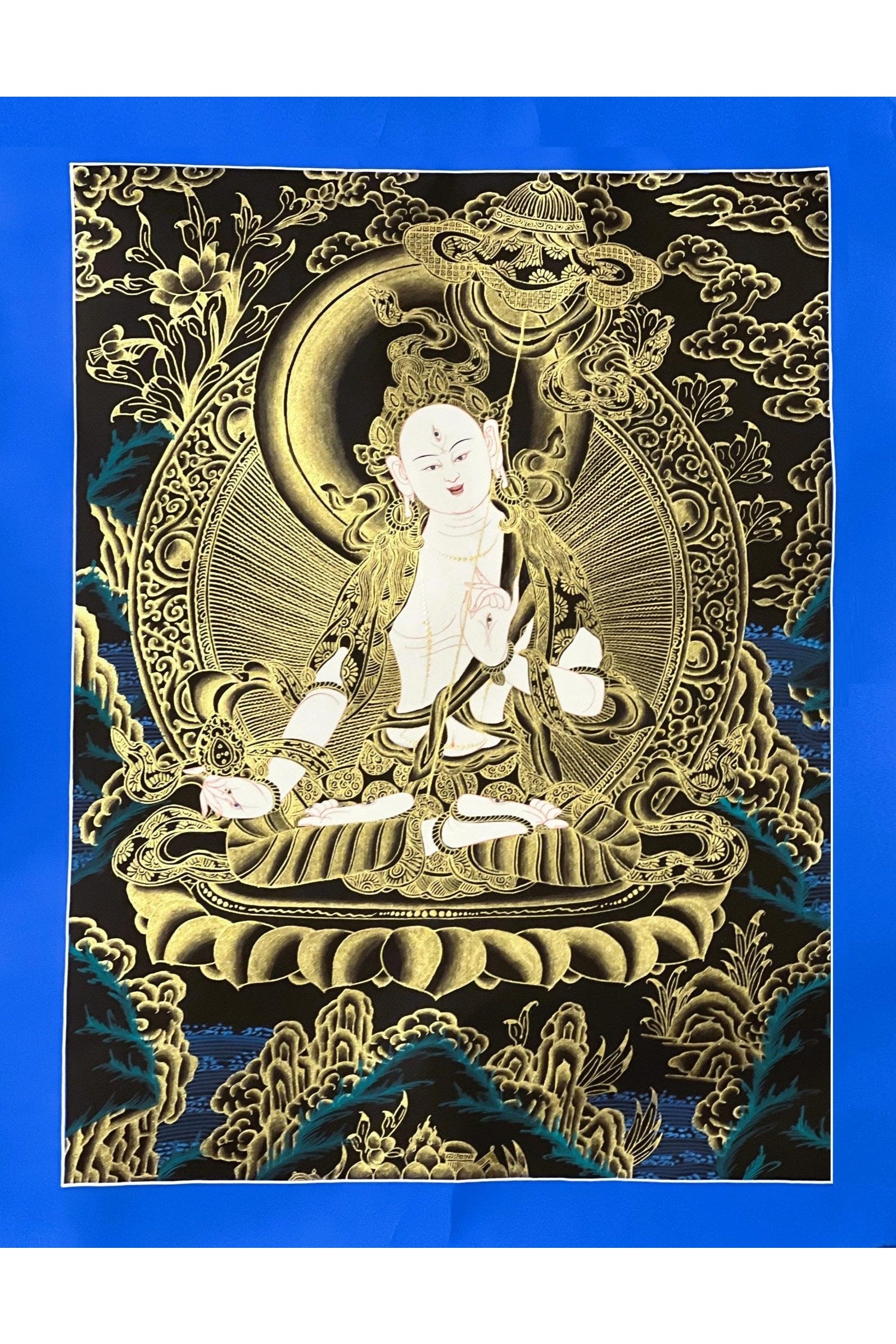 Sitatapatra/ DUKKAR/ DHUKAR /Lady of white Umbrella Goddess of Protection Original Tibetan Thangka Painting Meditation Art - Tibetan Thangka Art