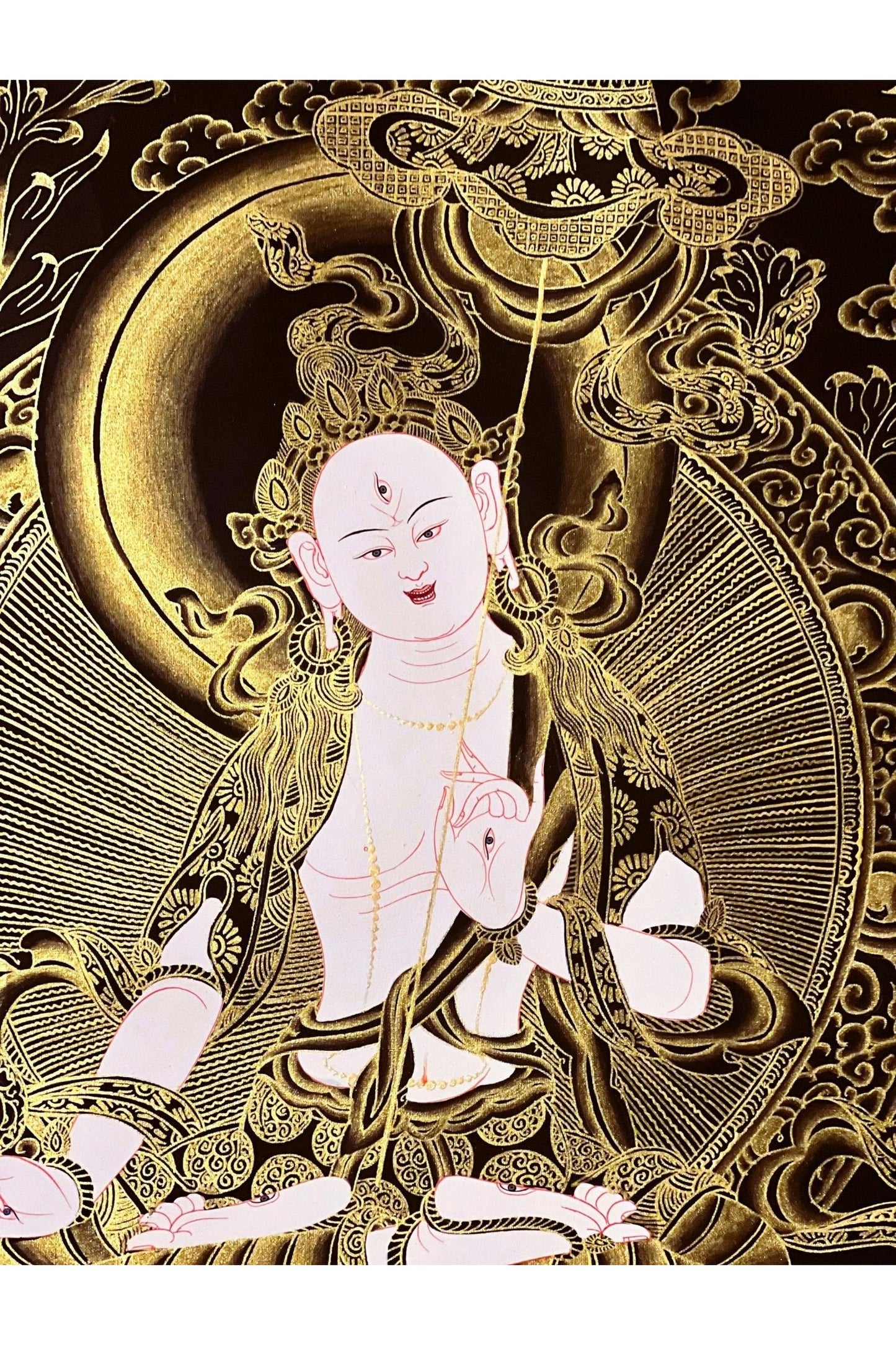 Sitatapatra/ DUKKAR/ DHUKAR /Lady of white Umbrella Goddess of Protection Original Tibetan Thangka Painting Meditation Art - Tibetan Thangka Art