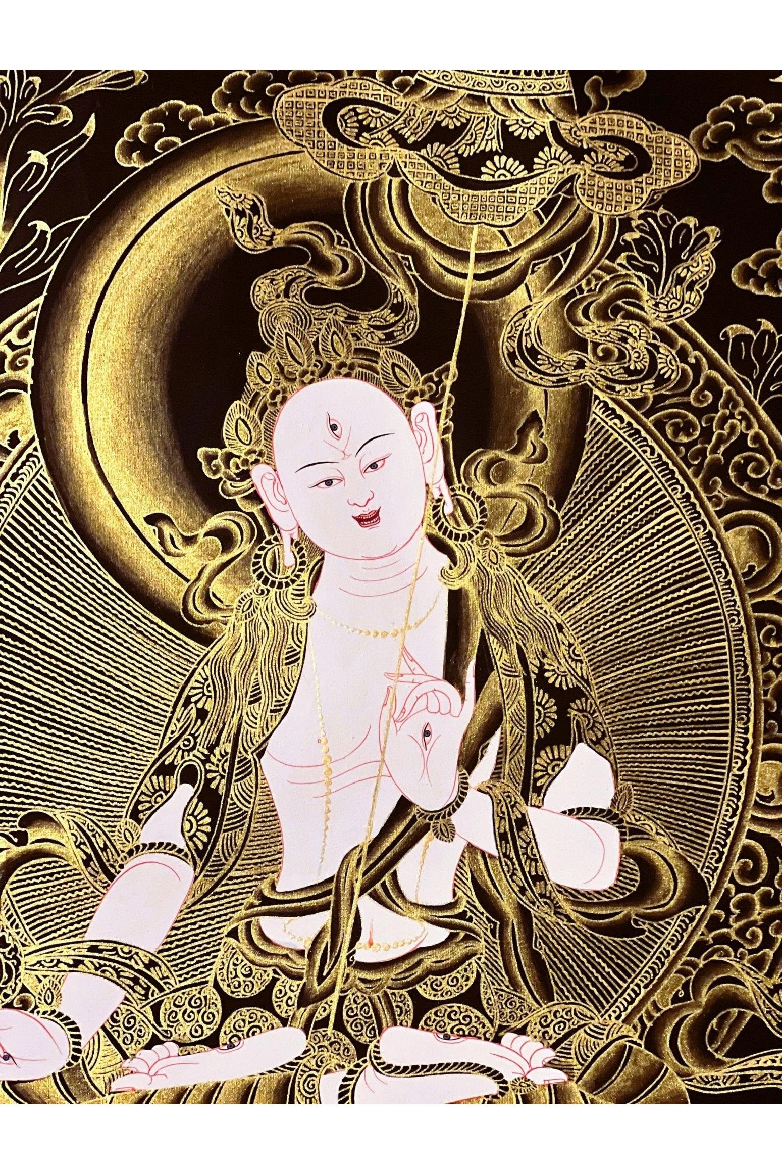 Sitatapatra/ DUKKAR/ DHUKAR /Lady of white Umbrella Goddess of Protection Original Tibetan Thangka Painting Meditation Art - Tibetan Thangka Art