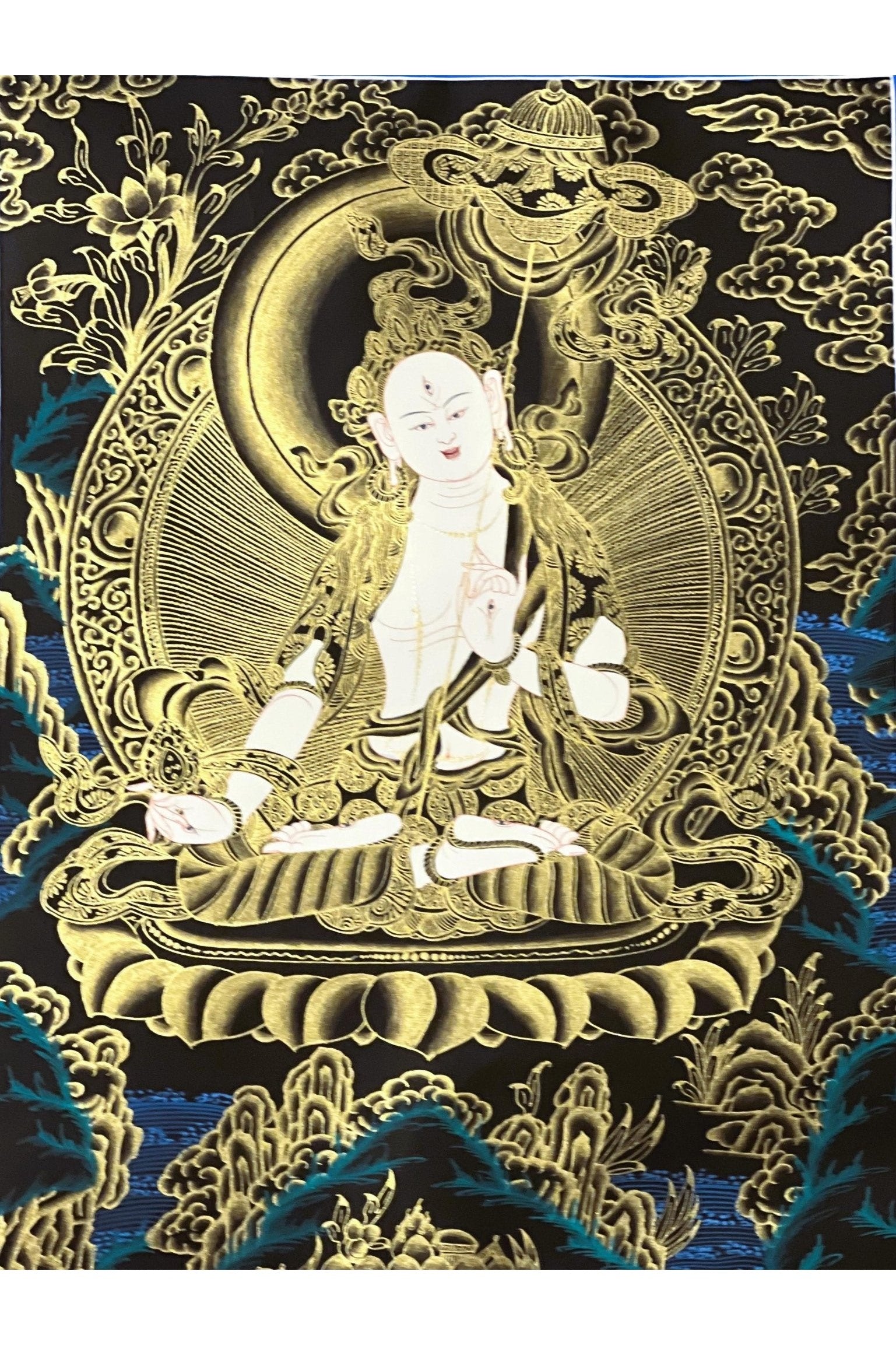 Sitatapatra/ DUKKAR/ DHUKAR /Lady of white Umbrella Goddess of Protection Original Tibetan Thangka Painting Meditation Art - Tibetan Thangka Art