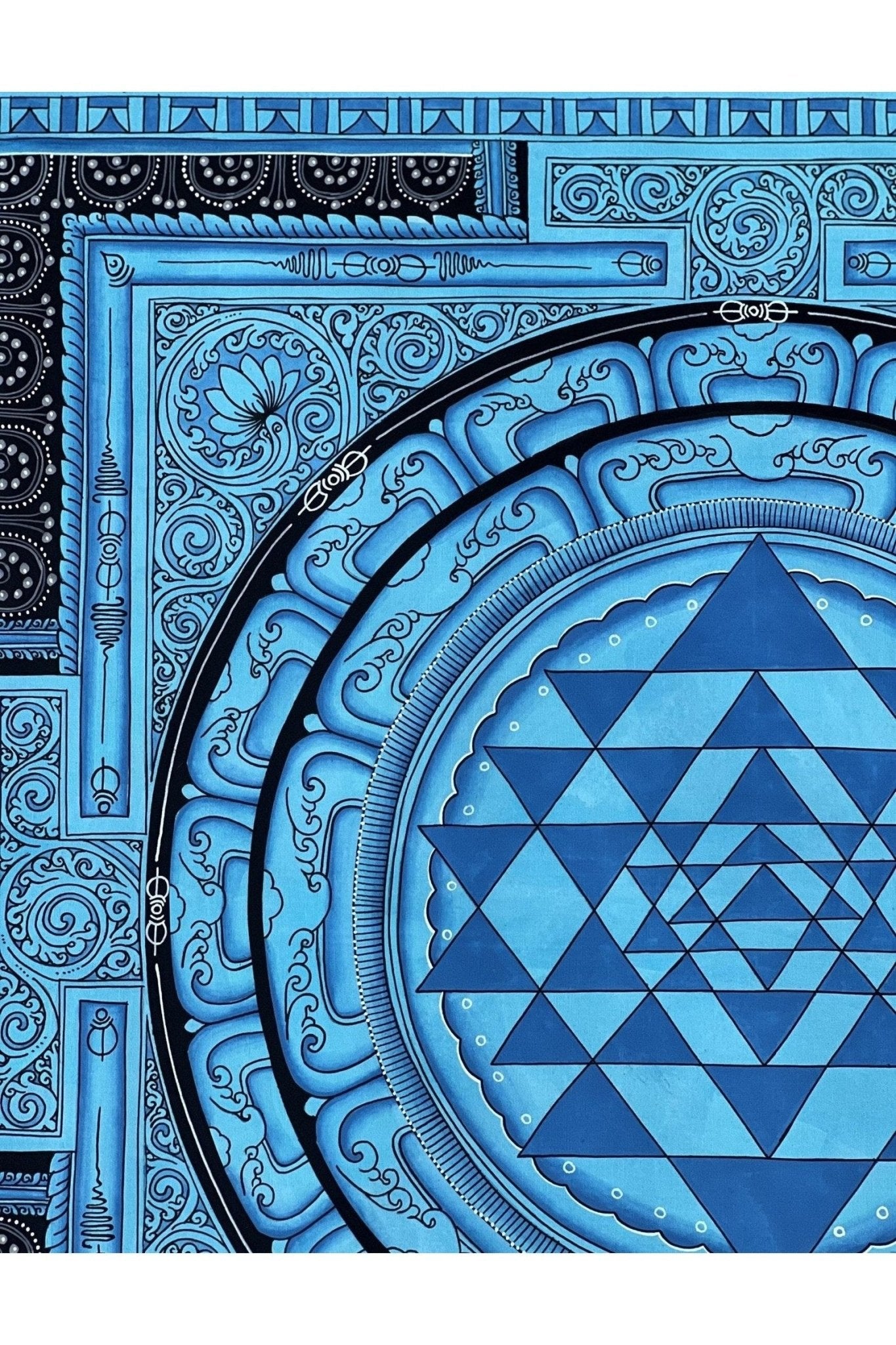 Sriyantra/ Sri Yantra/ Shri Yantra Mandala Original Masterpiece Newari Paubha/Pauva Thangka Painting for Energy Positivity and Prosperity - Tibetan Thangka Art