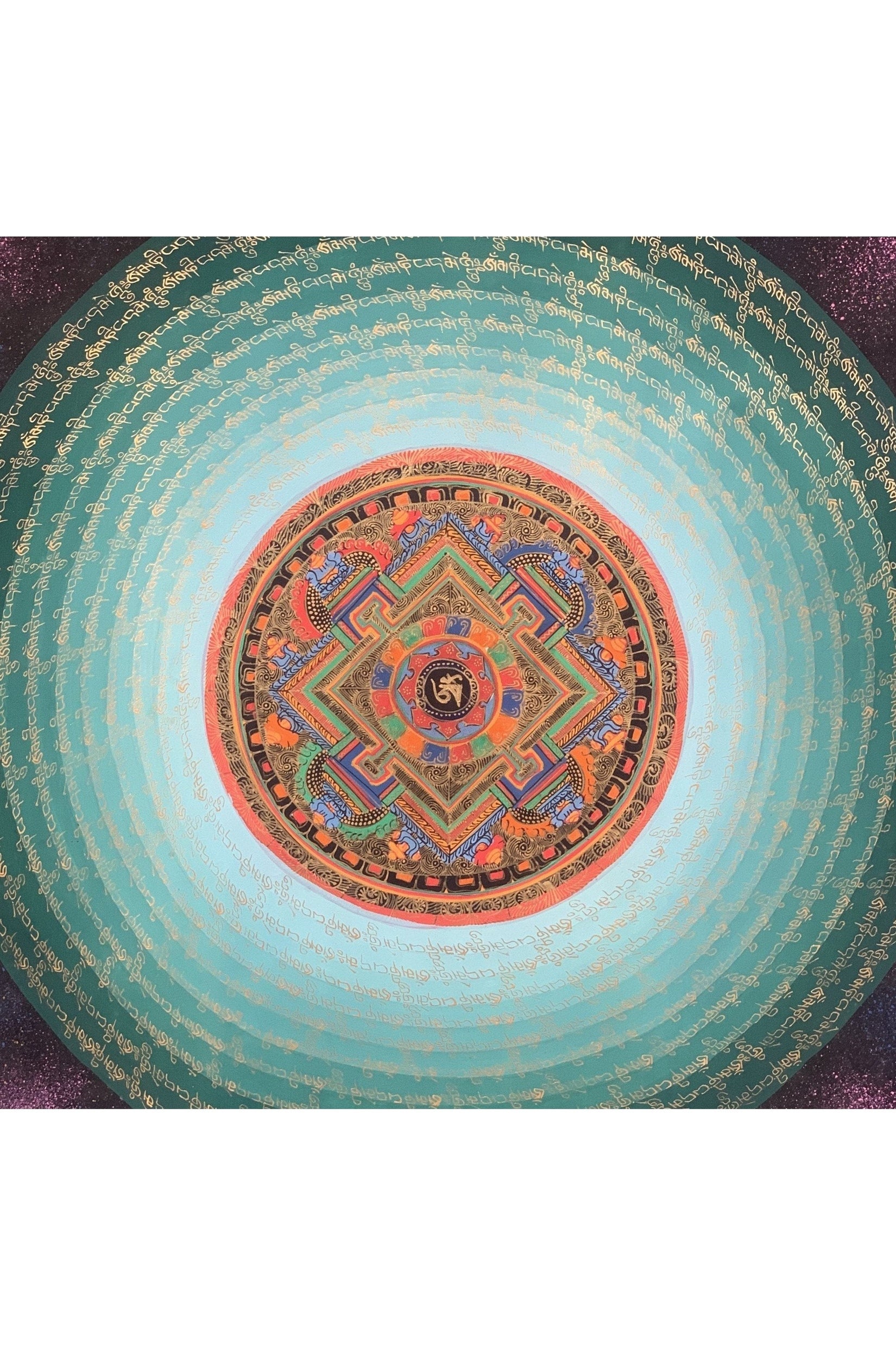 Tibetan Om Mantra Mandala Wheel of Life Wheel of Time Tibetan Thangka Painting Original Hand Painting Meditation Art - Tibetan Thangka Art