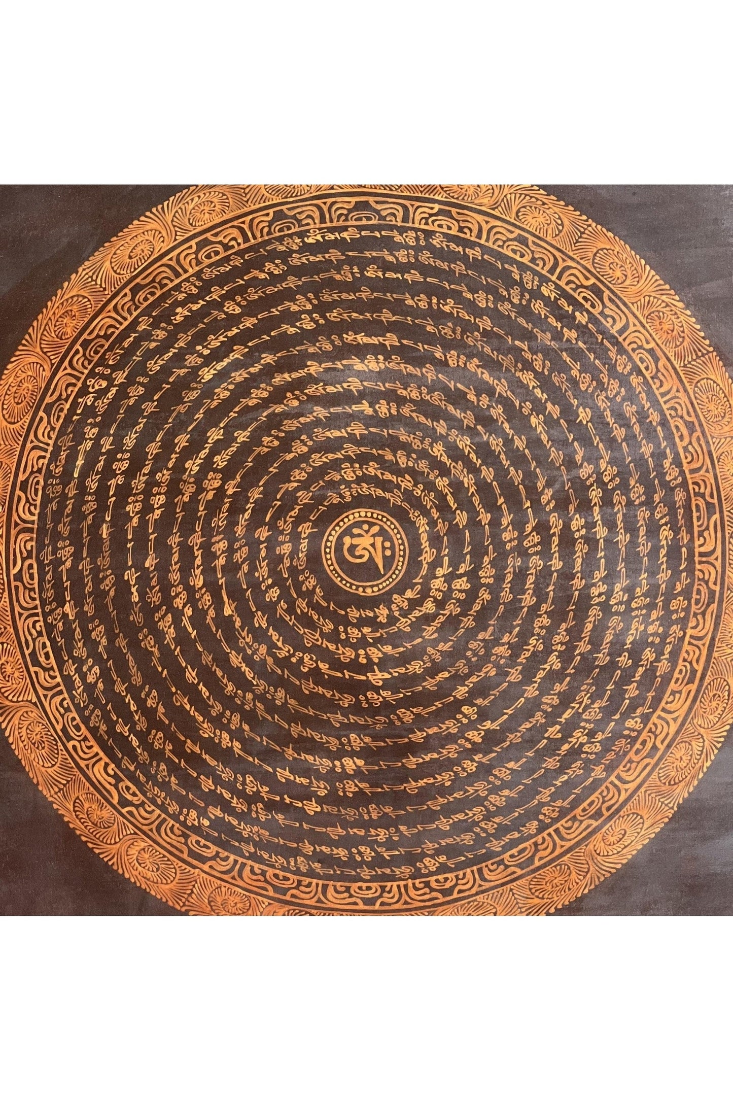 Tibetan Om/ Om Mani Padme Hum Mantra Mandala Wheel of Life Old Oil Varnished Original Thangka Painting /Meditation Art/Wall Décor - Tibetan Thangka Art