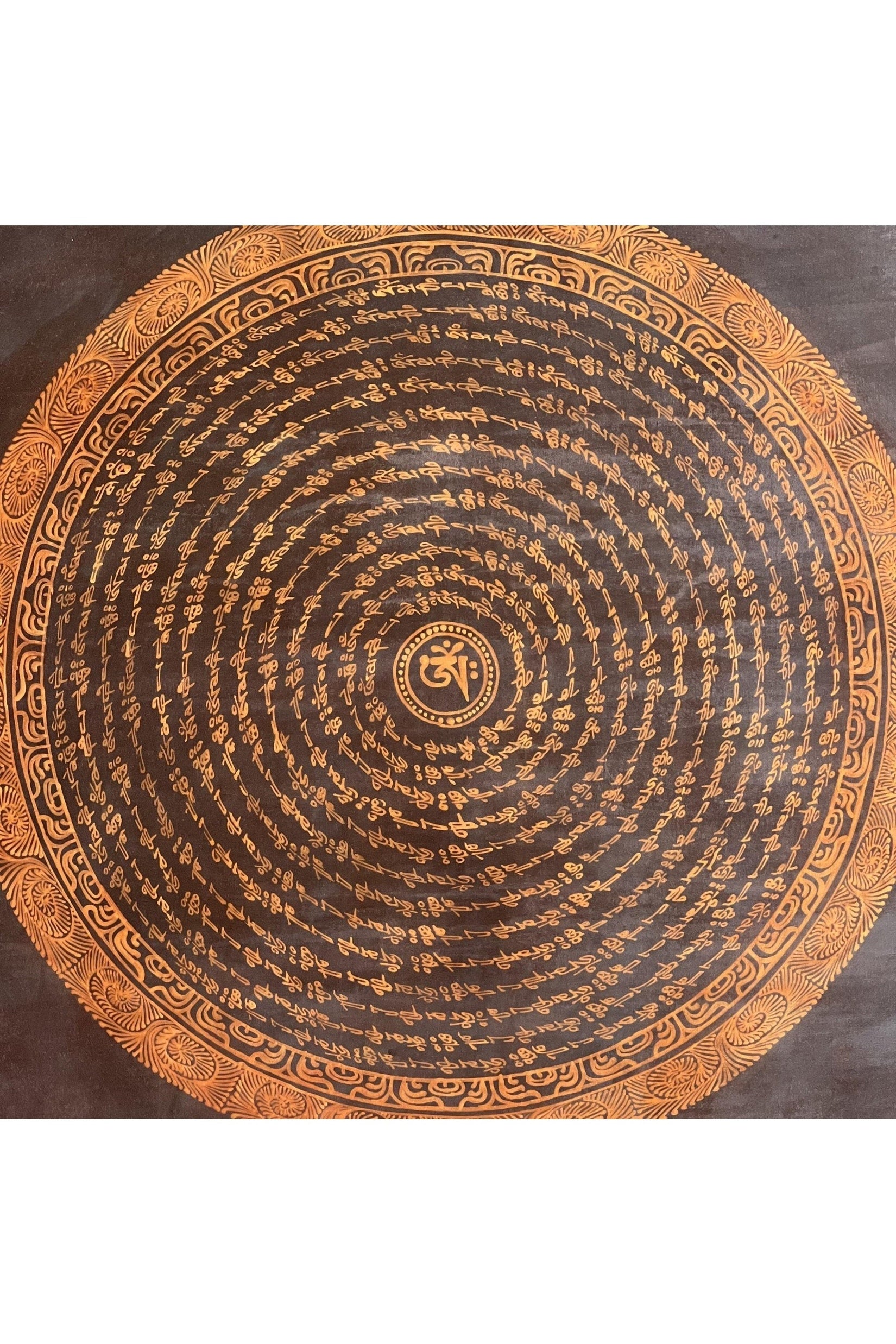 Tibetan Om/ Om Mani Padme Hum Mantra Mandala Wheel of Life Old Oil Varnished Original Thangka Painting /Meditation Art/Wall Décor - Tibetan Thangka Art