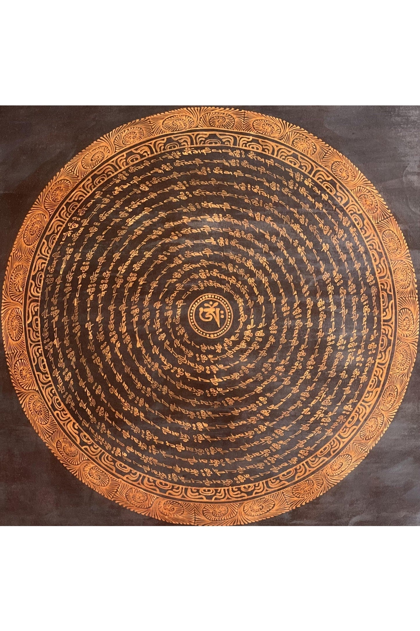 Tibetan Om/ Om Mani Padme Hum Mantra Mandala Wheel of Life Old Oil Varnished Original Thangka Painting /Meditation Art/Wall Décor - Tibetan Thangka Art