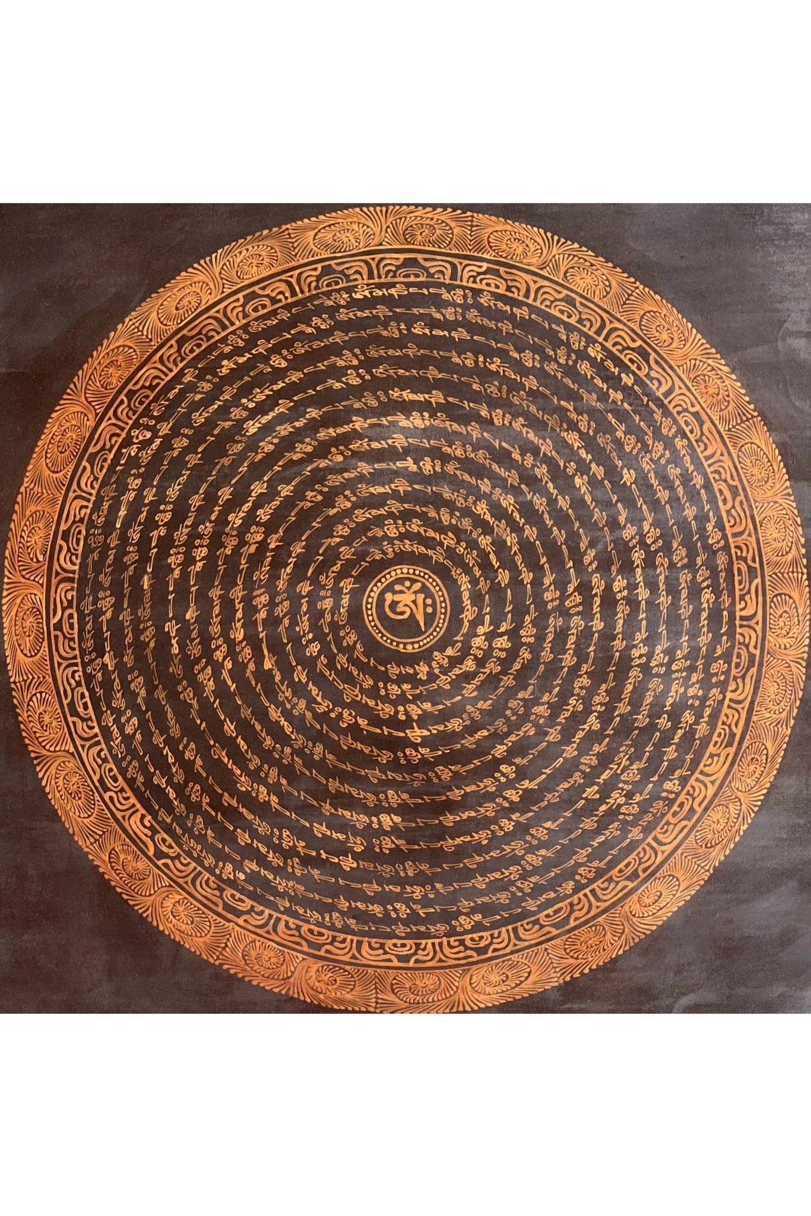 Tibetan Om/ Om Mani Padme Hum Mantra Mandala Wheel of Life Old Oil Varnished Original Thangka Painting /Meditation Art/Wall Décor - Tibetan Thangka Art