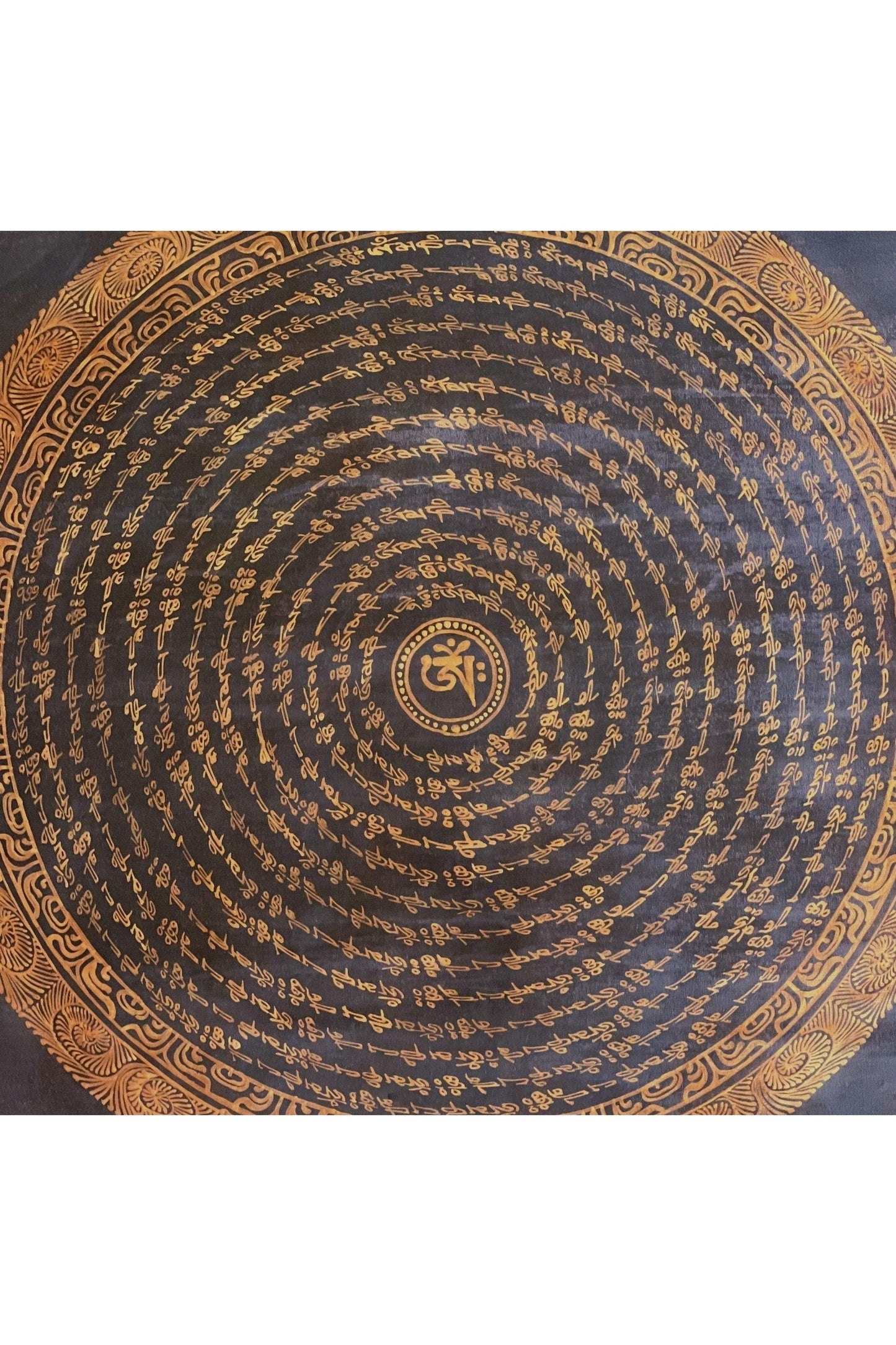 Tibetan Om/ Om Mani Padme Hum Mantra Mandala Wheel of Life Old Oil Varnished Original Thangka Painting /Meditation Art/Wall Décor - Tibetan Thangka Art