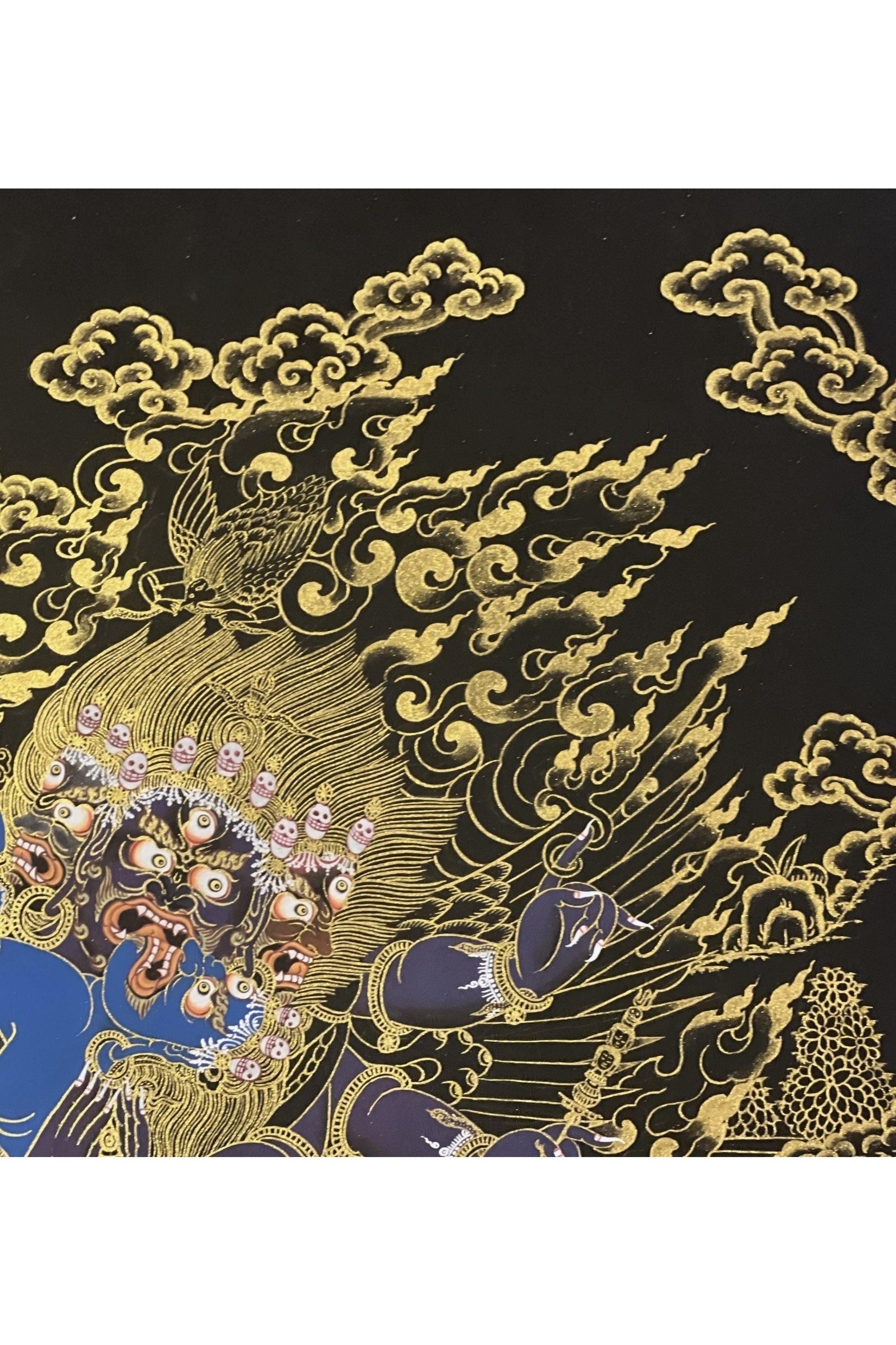 Vajrakilaya/ Phurbakilaya/ Wrathful Tantric Meditation Deity with Diptachakra Black and Gold Tibetan Thangka Painting Original Buddhist Art - Tibetan Thangka Art