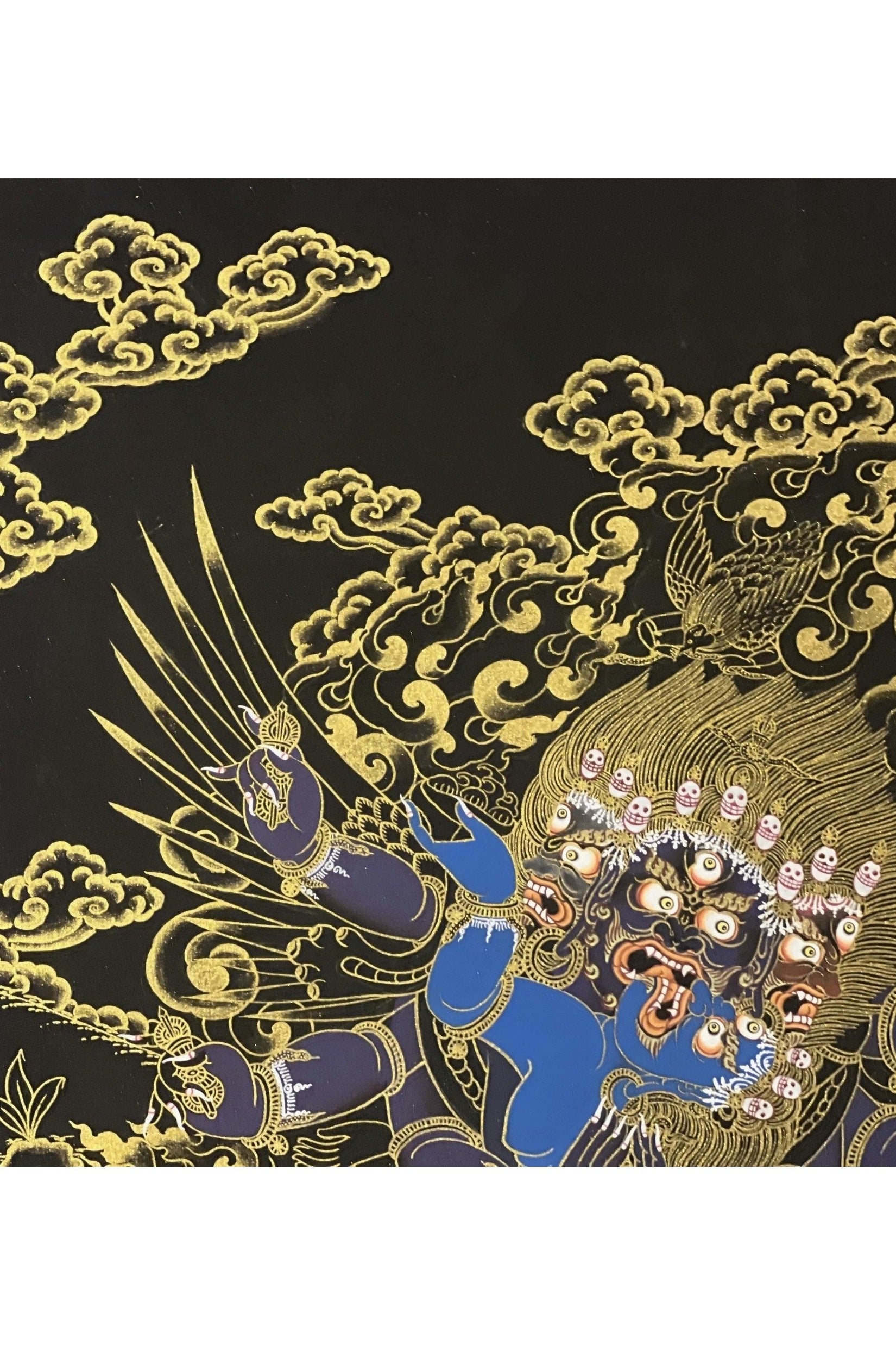 Vajrakilaya/ Phurbakilaya/ Wrathful Tantric Meditation Deity with Diptachakra Black and Gold Tibetan Thangka Painting Original Buddhist Art - Tibetan Thangka Art