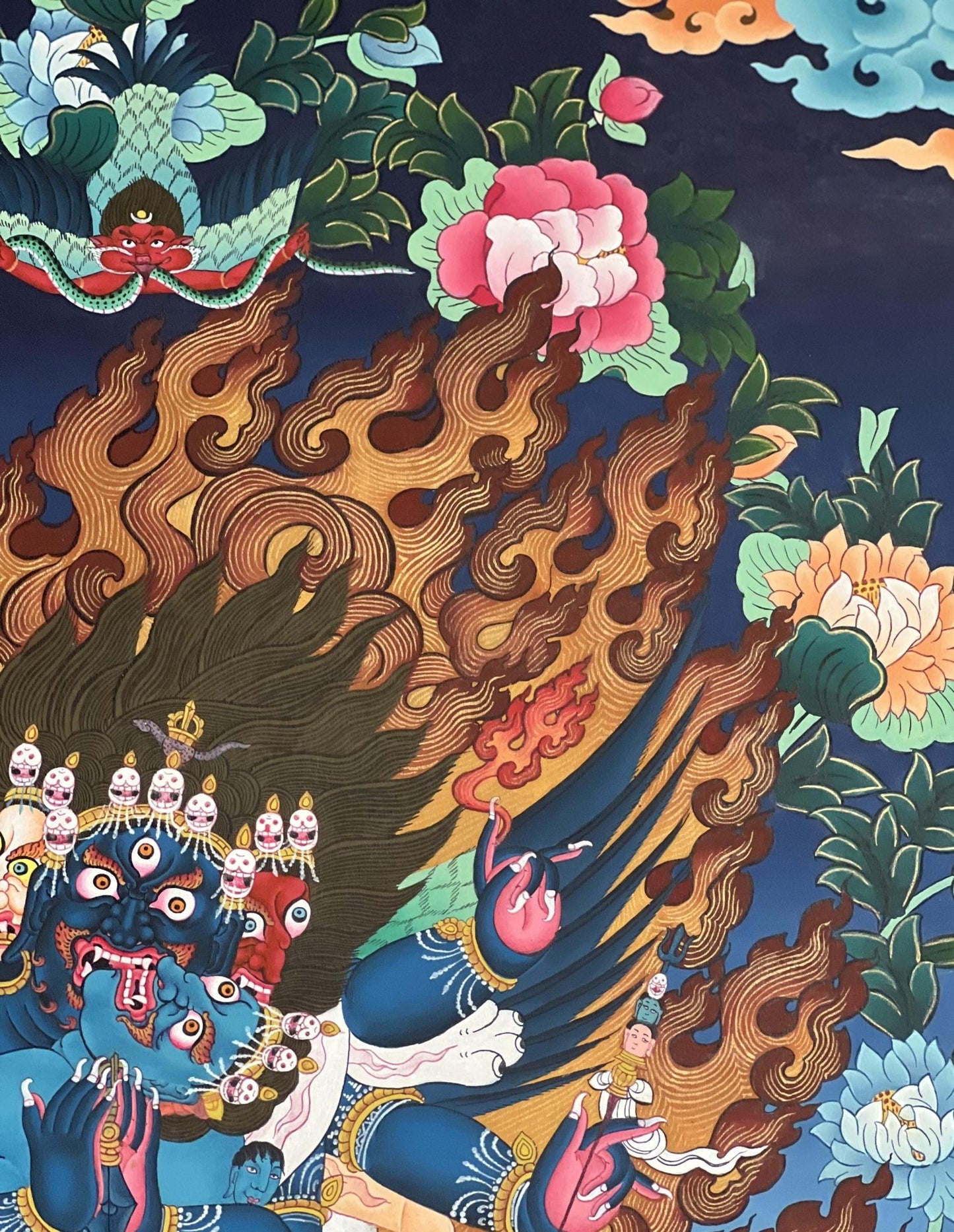 Vajrakilaya/ Vajrakila/ Dorje Phurba Original Hand - painted Artist Signed, Blessed Masterpiece Tibetan Thangka Painting/ Tantric Deity - Tibetan Thangka Art