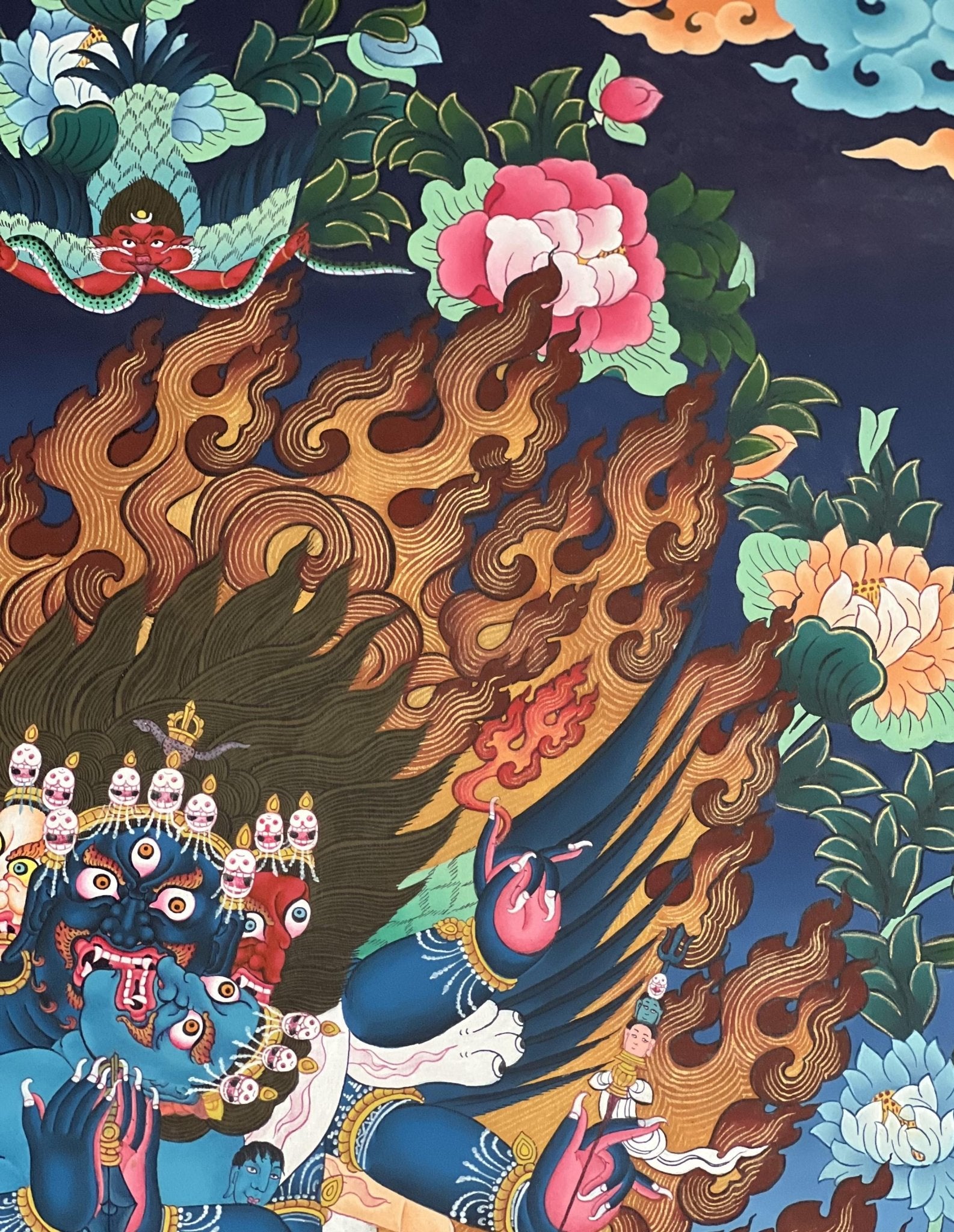 Vajrakilaya/ Vajrakila/ Dorje Phurba Original Hand - painted Artist Signed, Blessed Masterpiece Tibetan Thangka Painting/ Tantric Deity - Tibetan Thangka Art