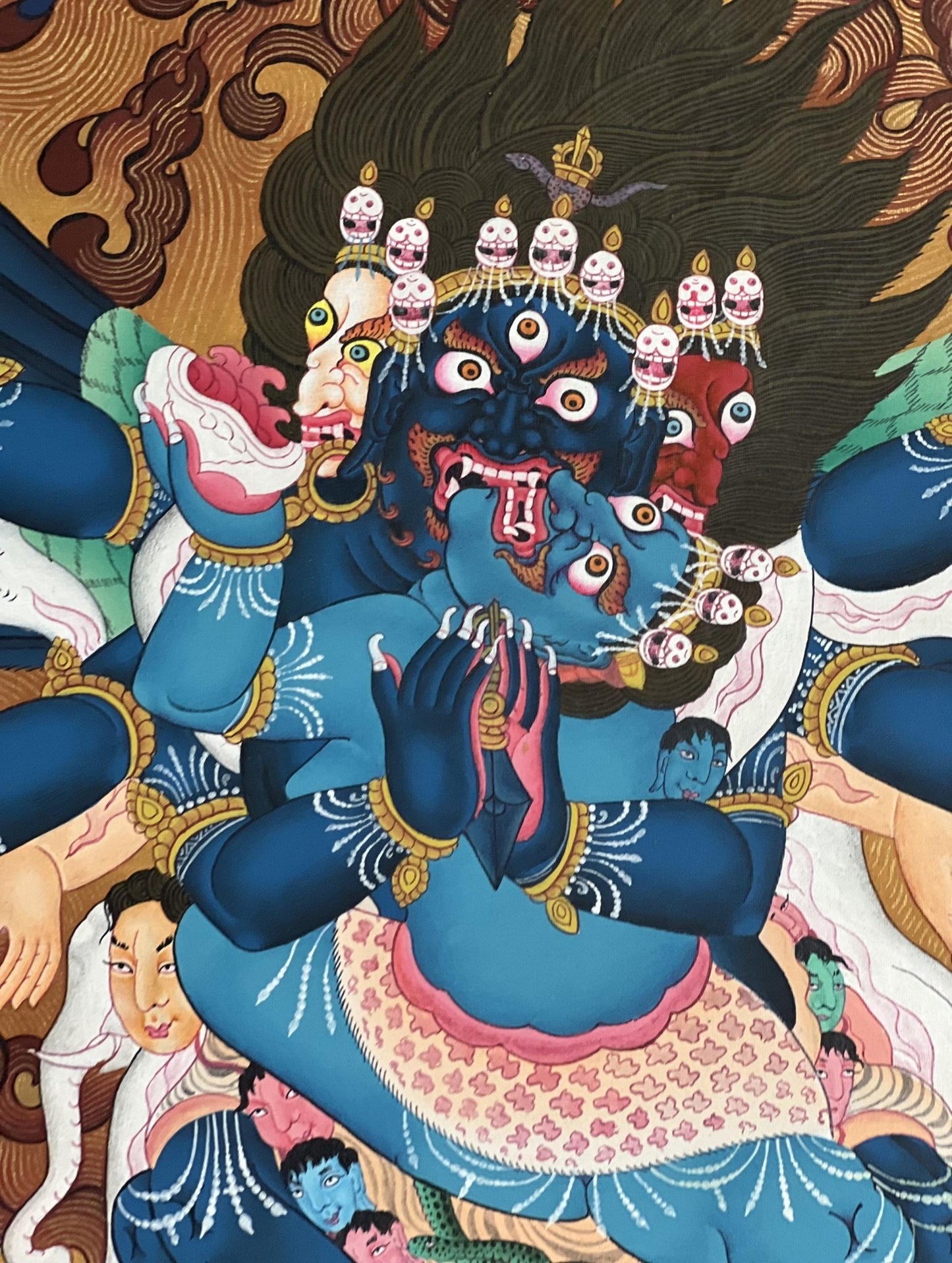 Vajrakilaya/ Vajrakila/ Dorje Phurba Original Hand - painted Artist Signed, Blessed Masterpiece Tibetan Thangka Painting/ Tantric Deity - Tibetan Thangka Art