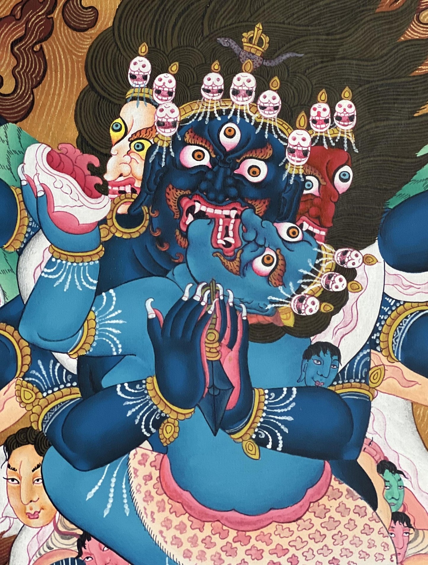 Vajrakilaya/ Vajrakila/ Dorje Phurba Original Hand - painted Artist Signed, Blessed Masterpiece Tibetan Thangka Painting/ Tantric Deity - Tibetan Thangka Art