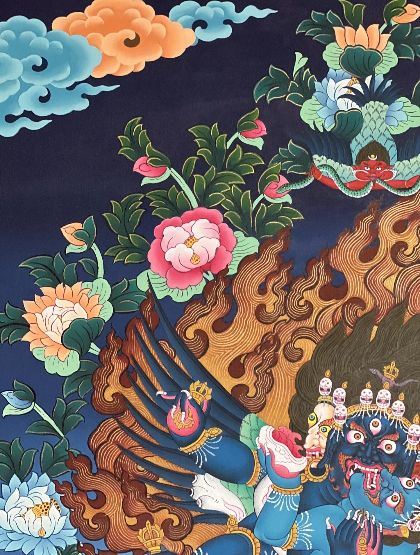 Vajrakilaya/ Vajrakila/ Dorje Phurba Original Hand - painted Artist Signed, Blessed Masterpiece Tibetan Thangka Painting/ Tantric Deity - Tibetan Thangka Art