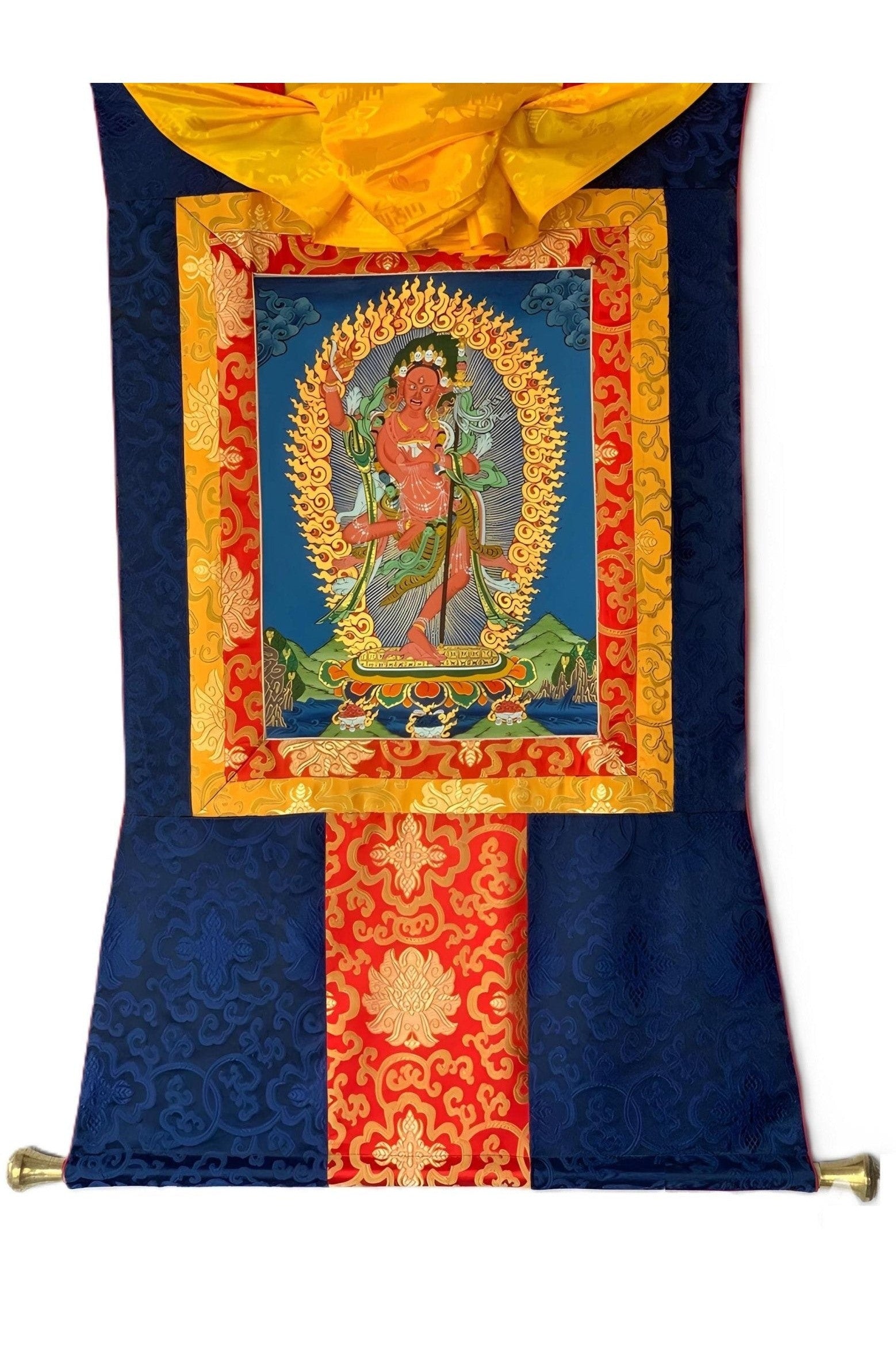 Vajravarahi/ Vajayswori/ Dorje Phagmo Masterpiece Tibetan Thangka Painting/ Original Buddhist Art with Silk Brocade - Tibetan Thangka Art
