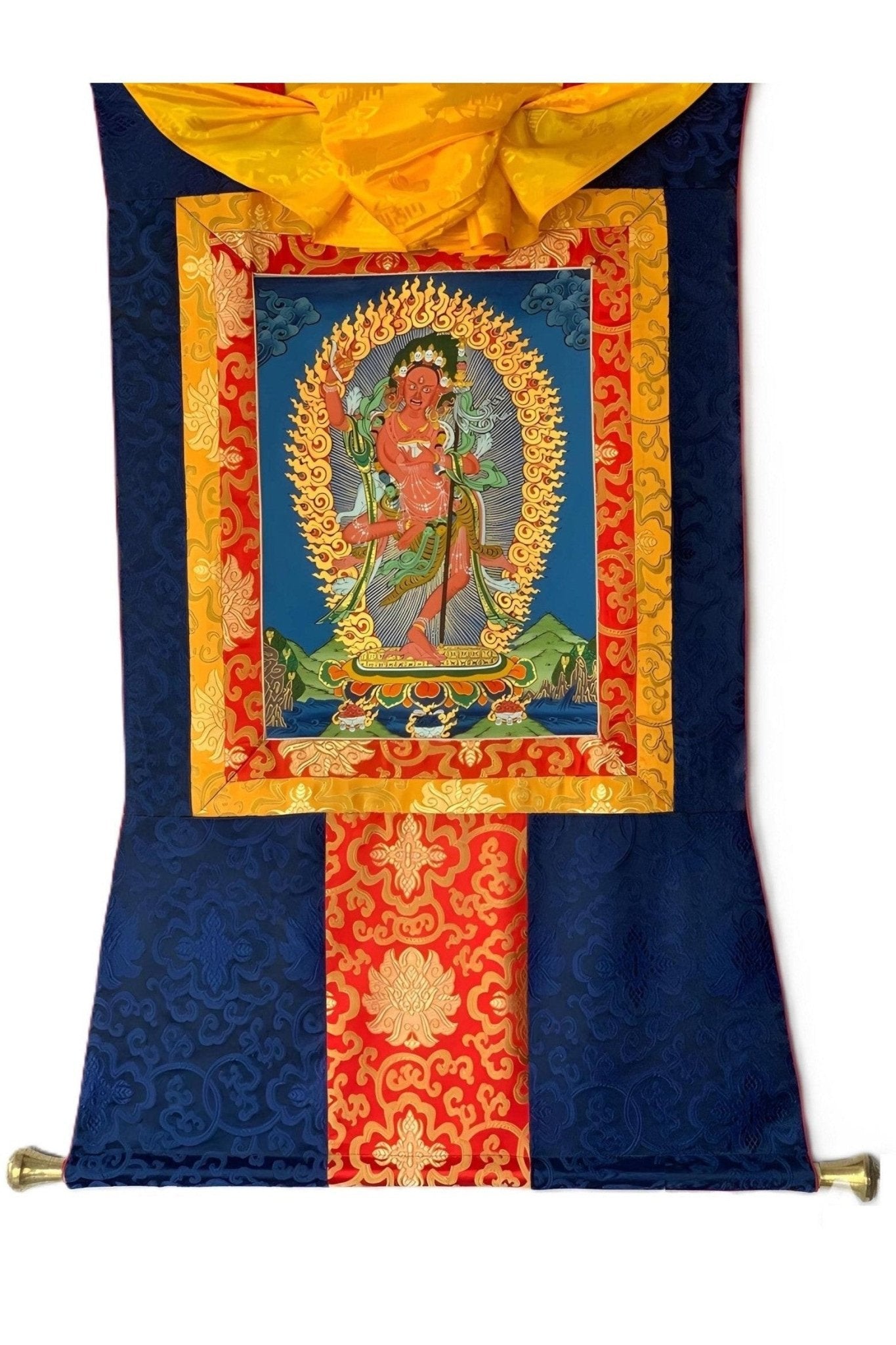 Vajravarahi/ Vajayswori/ Dorje Phagmo Masterpiece Tibetan Thangka Painting/ Original Buddhist Art with Silk Brocade - Tibetan Thangka Art