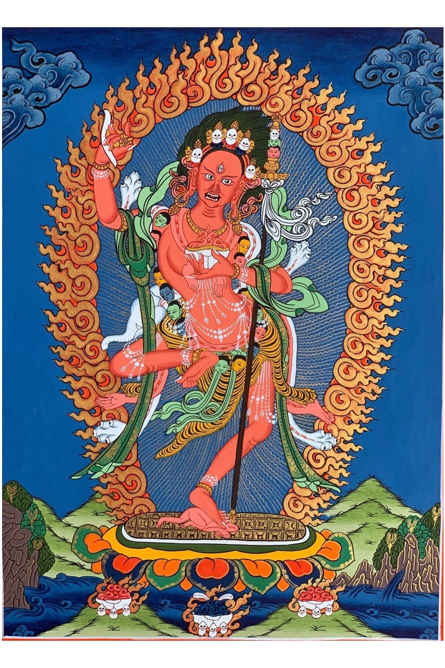 Vajravarahi/ Vajayswori/ Dorje Phagmo Masterpiece Tibetan Thangka Painting/ Original Buddhist Art with Silk Brocade - Tibetan Thangka Art