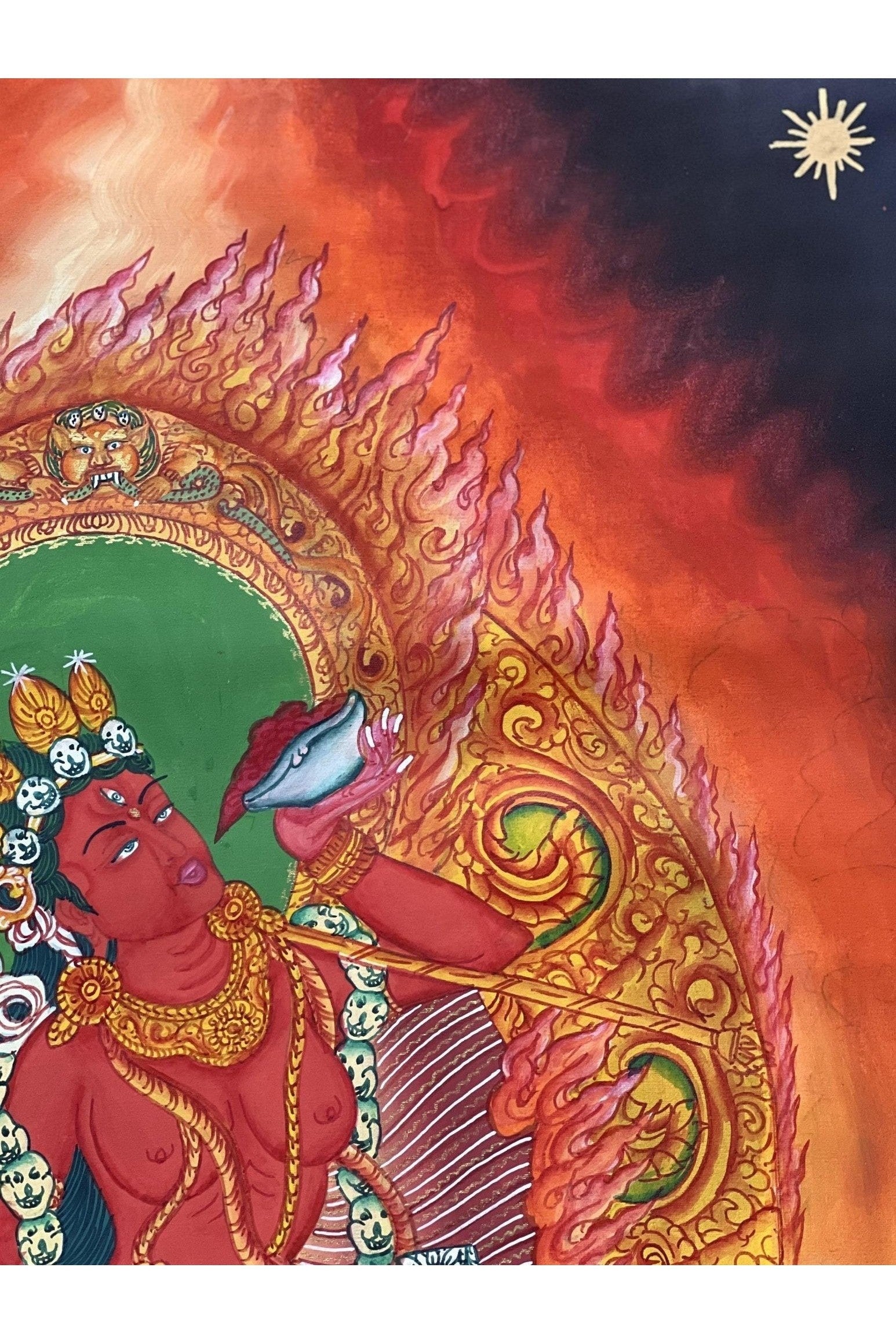 Vajrayoginī/ Yogini/ Jogini/ Dorje Neljorma Tantric Female Buddha Tibetan Thangka Painting Original Hand Painting/ Healing Art - Tibetan Thangka Art