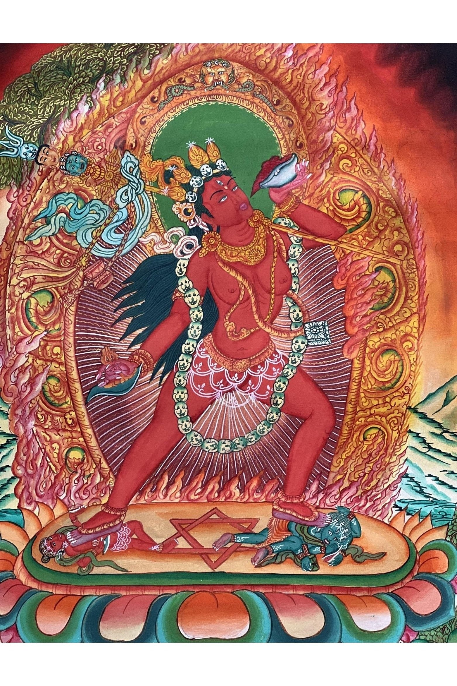 Vajrayoginī/ Yogini/ Jogini/ Dorje Neljorma Tantric Female Buddha Tibetan Thangka Painting Original Hand Painting/ Healing Art - Tibetan Thangka Art