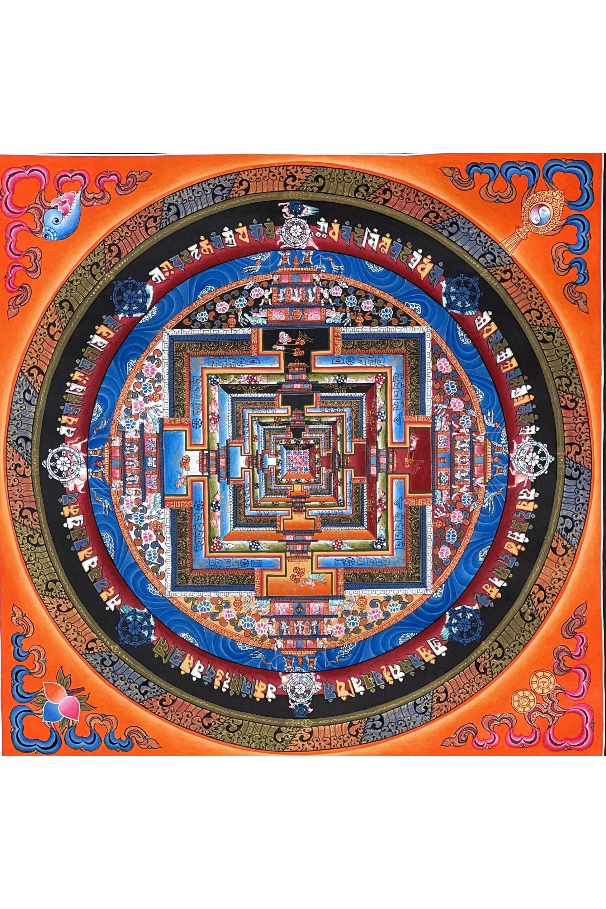 Wheel of Life/ Kalachakra Mandala/Masterpiece Gold Tibetan Thangka Painting/ Original Buddhist Art for Meditation - Tibetan Thangka Art