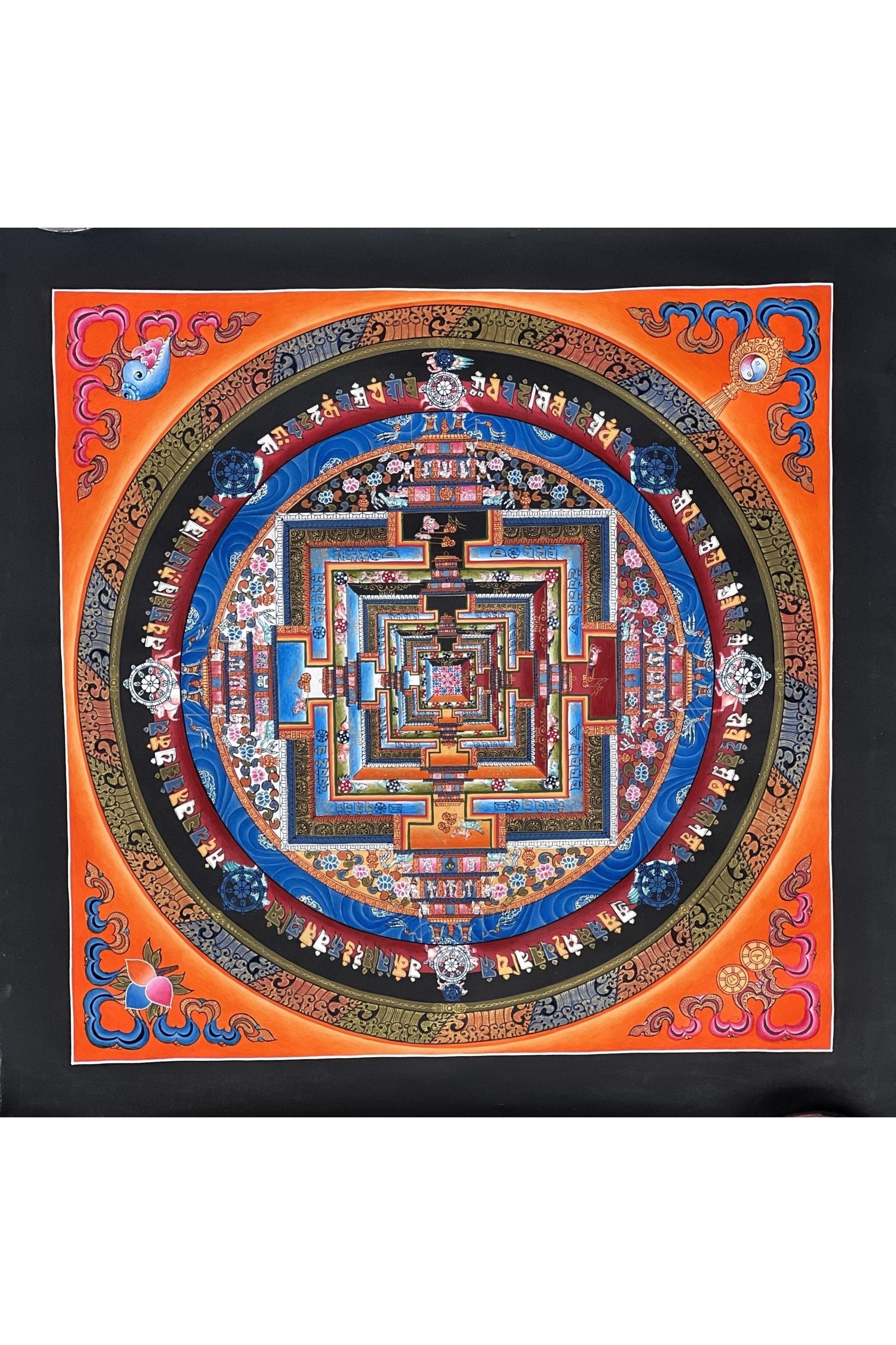 Wheel of Life/ Kalachakra Mandala/Masterpiece Gold Tibetan Thangka Painting/ Original Buddhist Art for Meditation - Tibetan Thangka Art