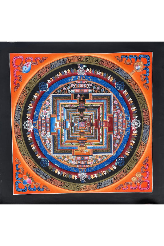 Wheel of Life/ Kalachakra Mandala/Masterpiece Gold Tibetan Thangka Painting/ Original Buddhist Art for Meditation - Tibetan Thangka Art