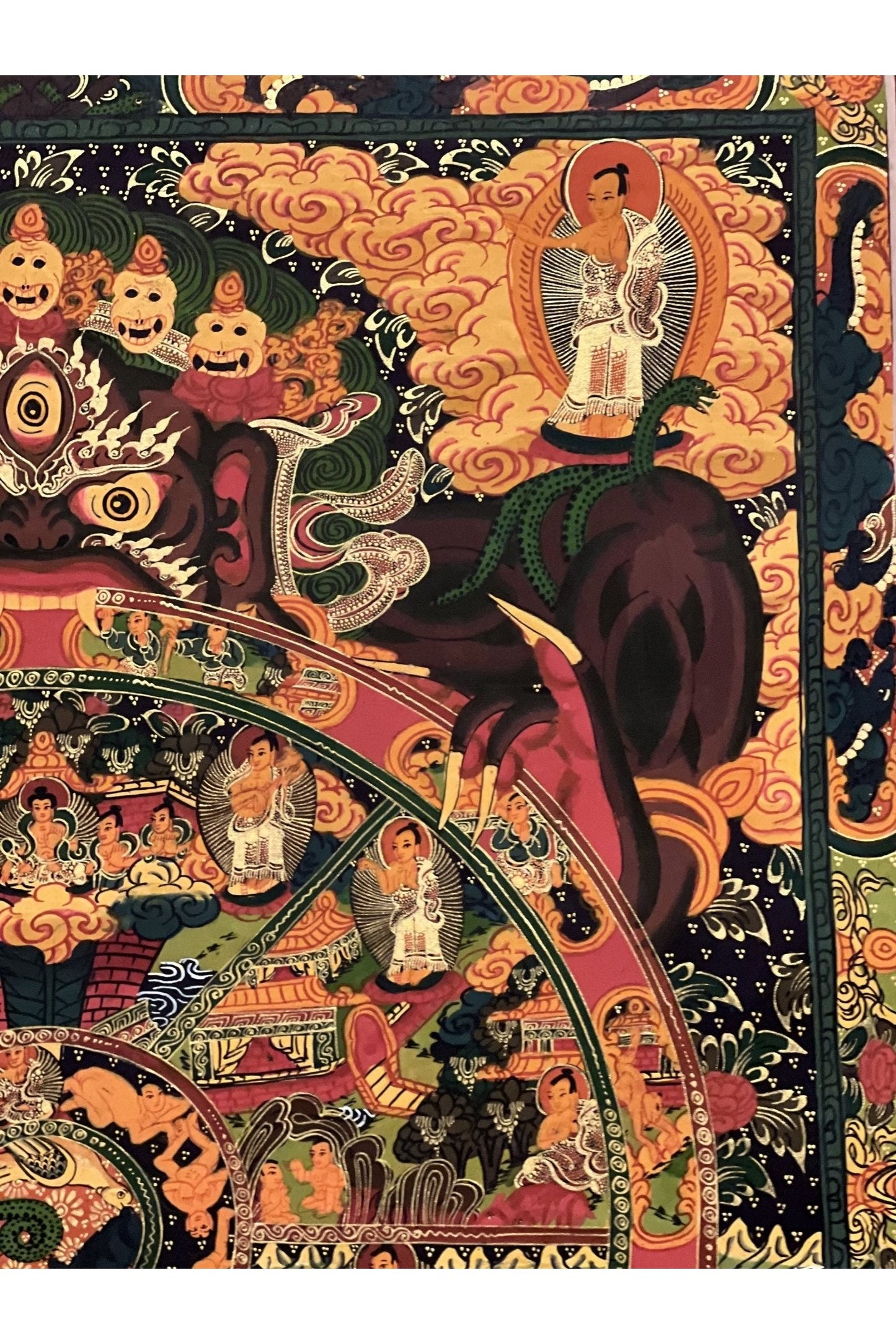 Wheel of Life Samsara Bhavacakra Riduk Mandala Masterpiece Tibetan Thangka Painting Original Meditation Art/ Wall Hanging - Tibetan Thangka Art